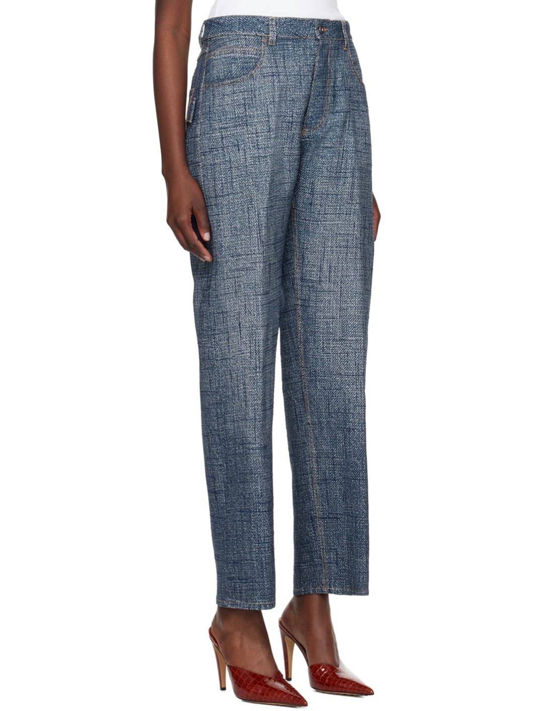 Indigo & White Printed Trousers - 2