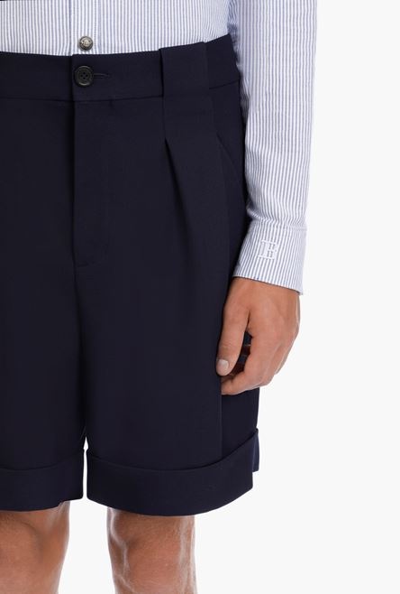 Navy blue wool Bermuda shorts - 6