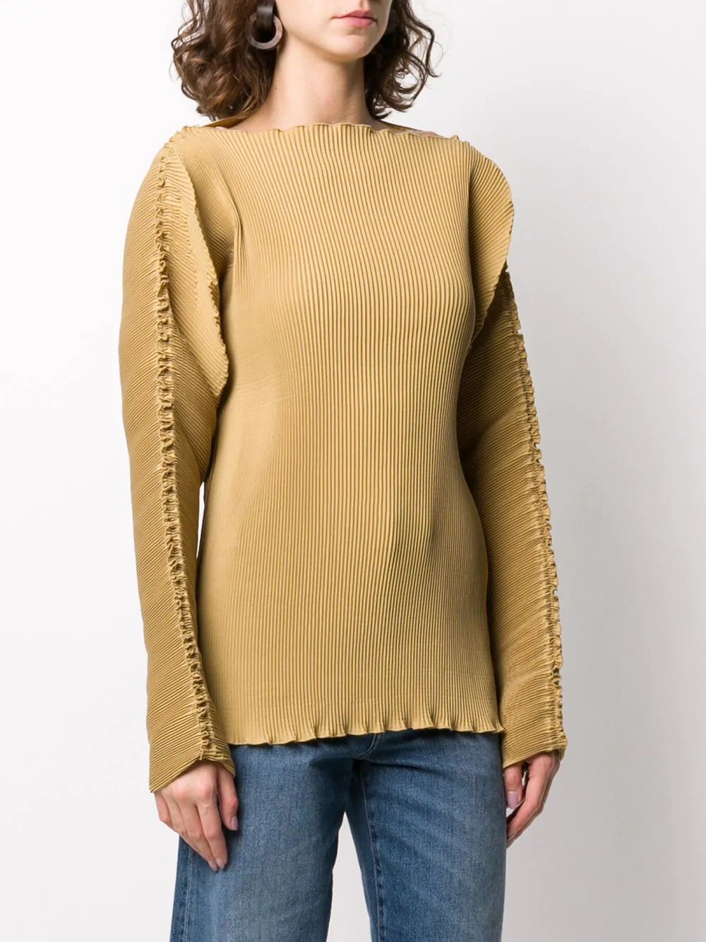 pleated long-sleeve top - 3