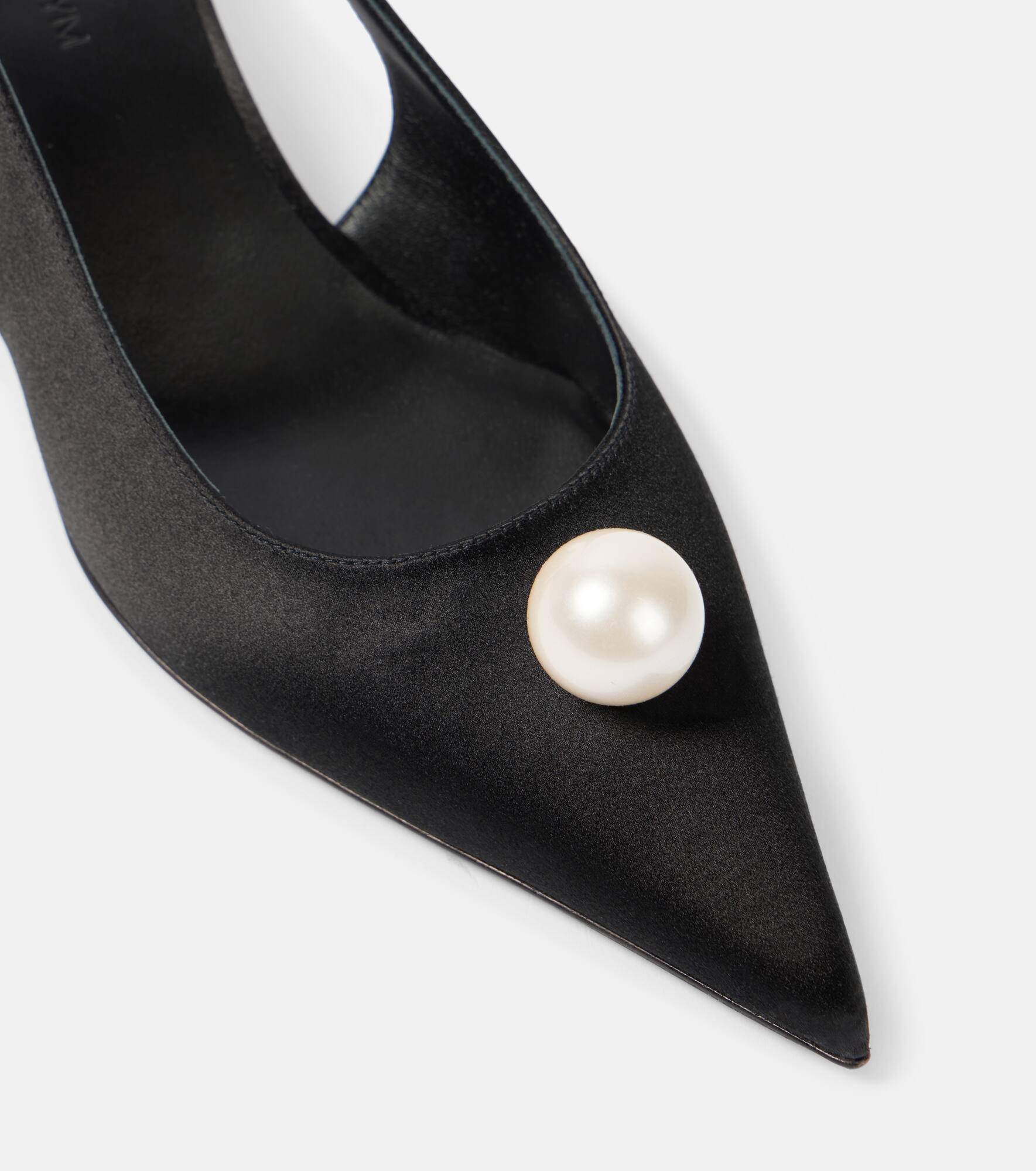 Embellished satin slingback pumps - 5