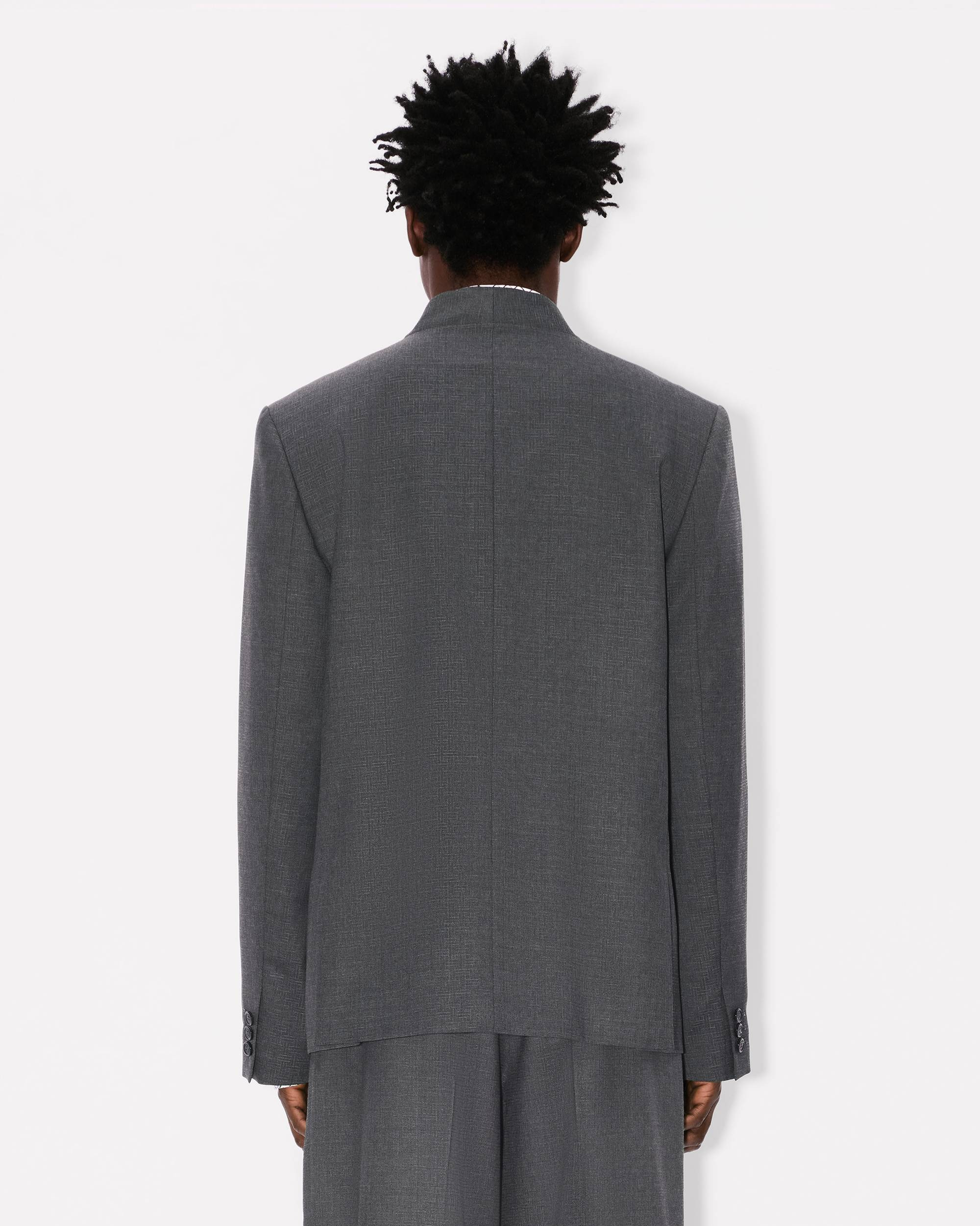 'KENZO Weave' adjusted tailored kimono jacket in wool jacquard - 5