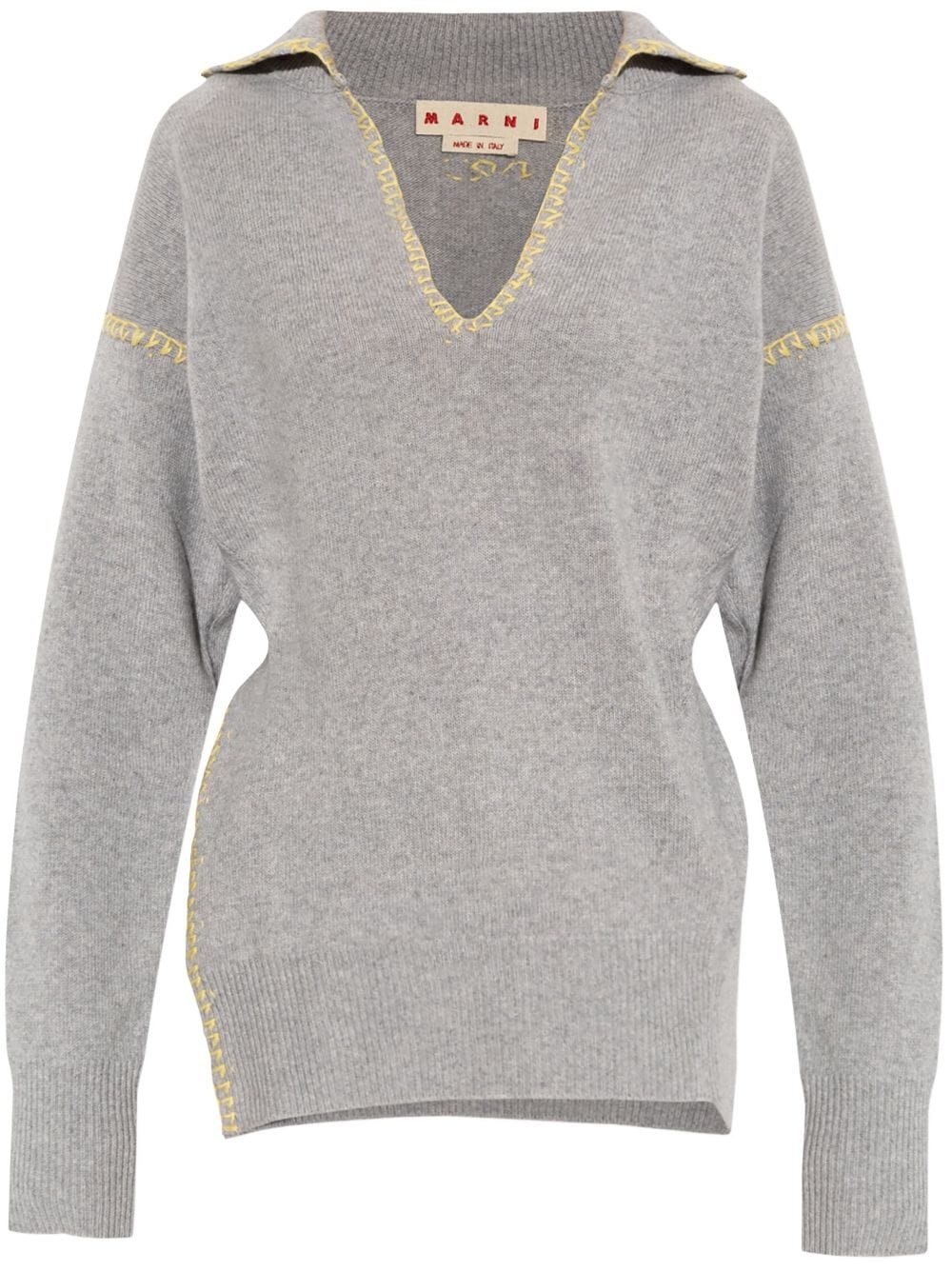 asymmetric v-neck knitted sweater - 1