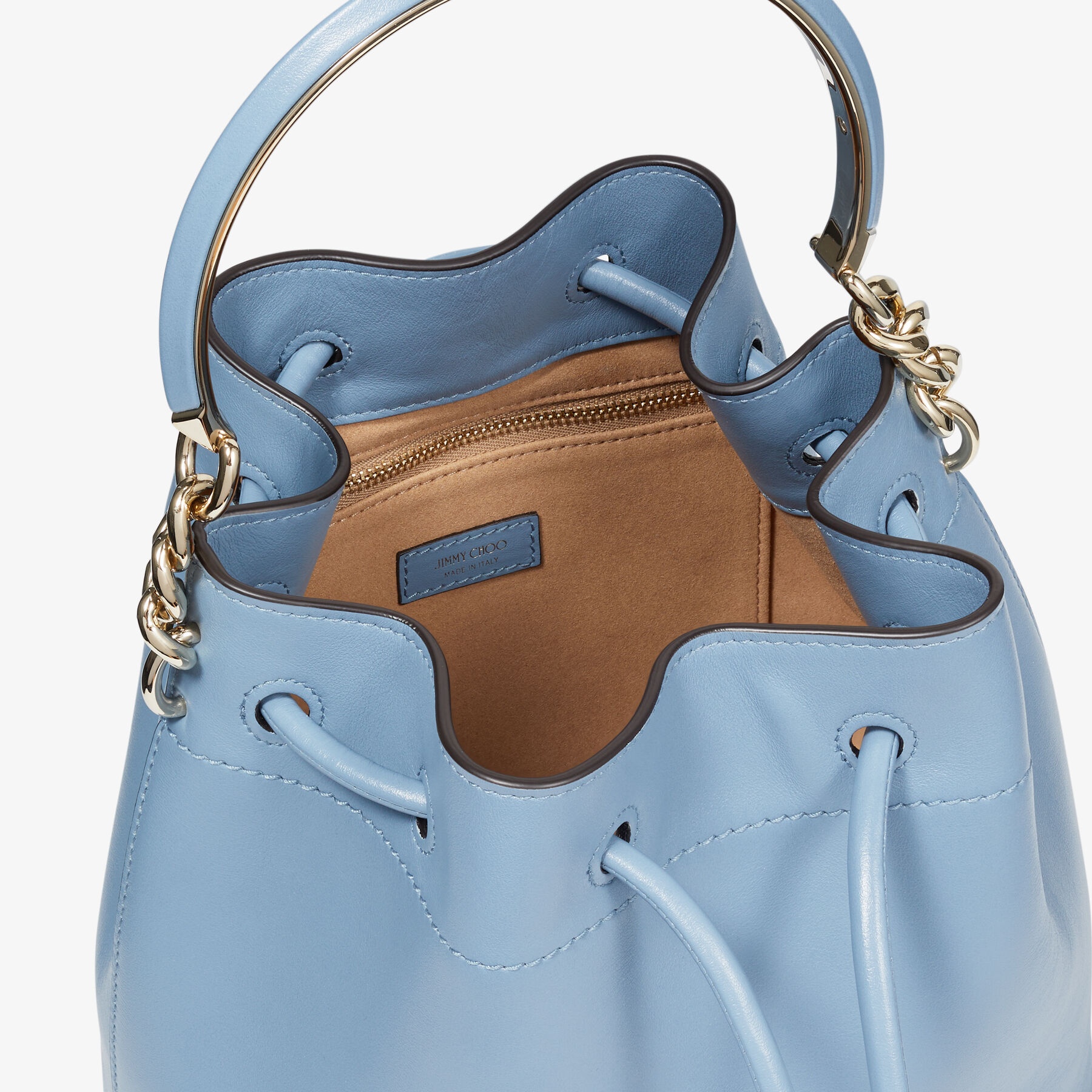 Bon Bon Bucket
Smoky Blue Soft Shiny Smooth Calf Leather Bucket Bag - 4