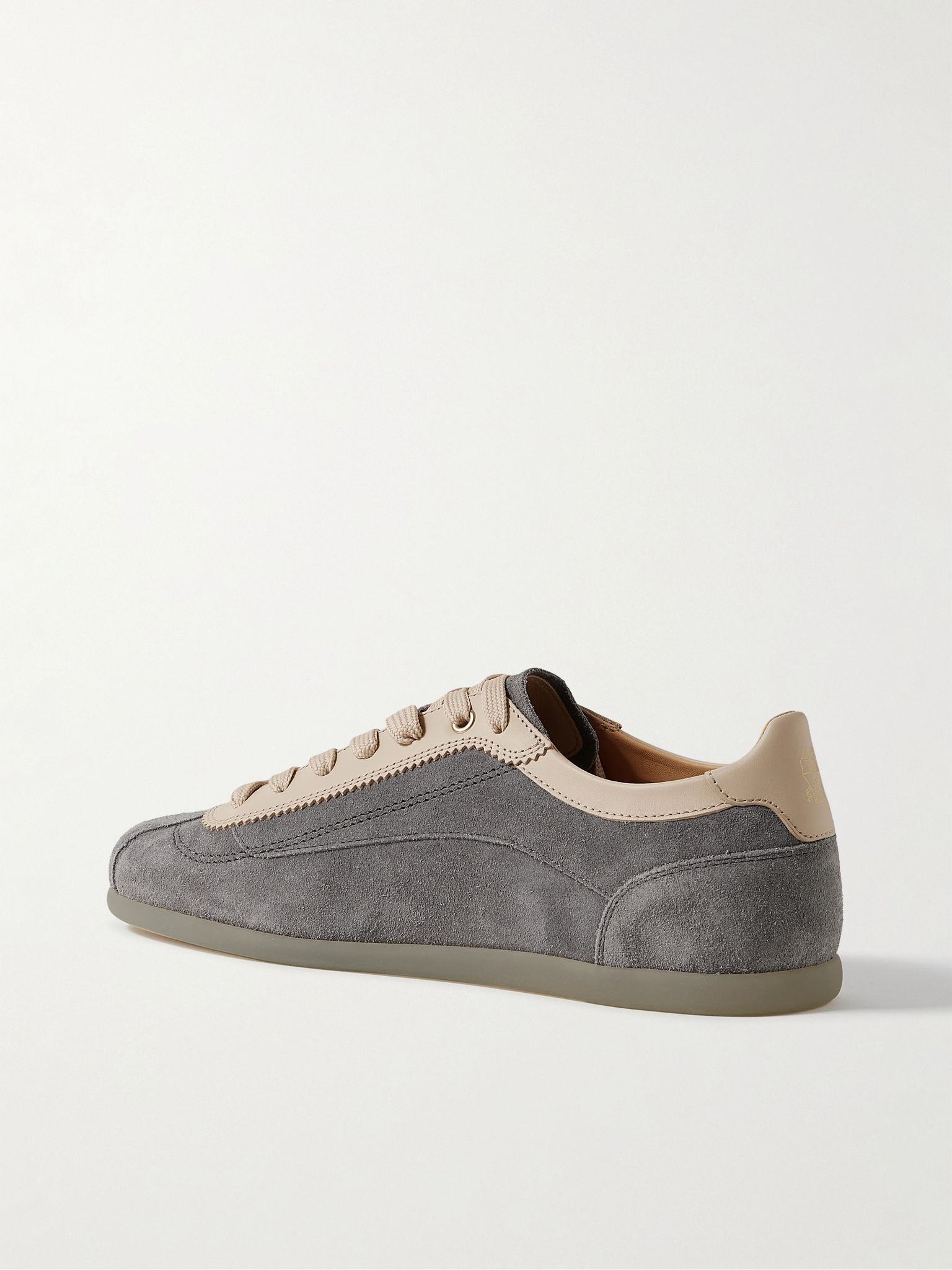Leather-Trimmed Suede Sneakers Gray - 4
