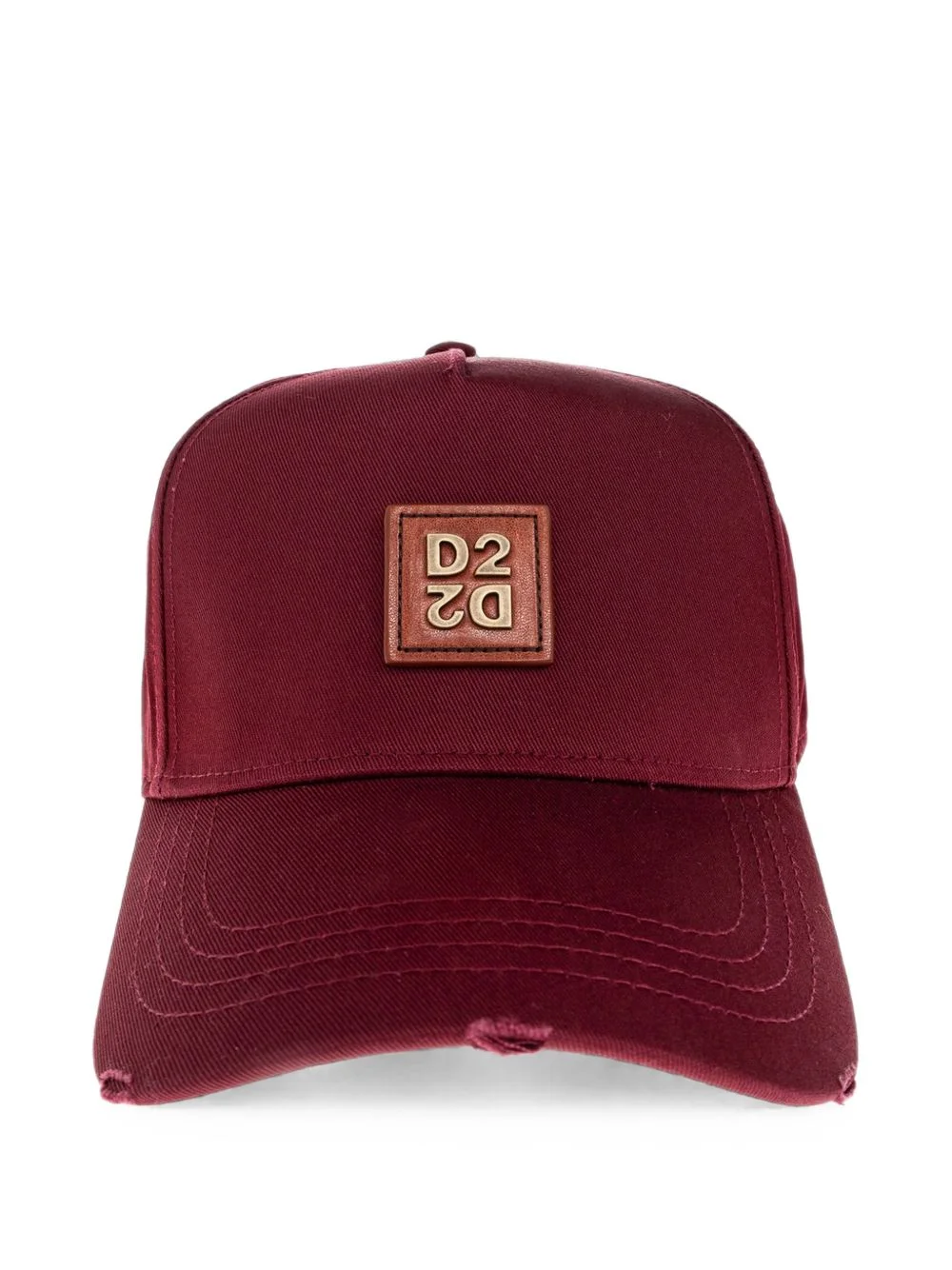 logo-plaque distressed baseball cap - 1