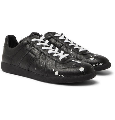 Maison Margiela Replica Paint-Splattered Full-Grain Leather Sneakers outlook