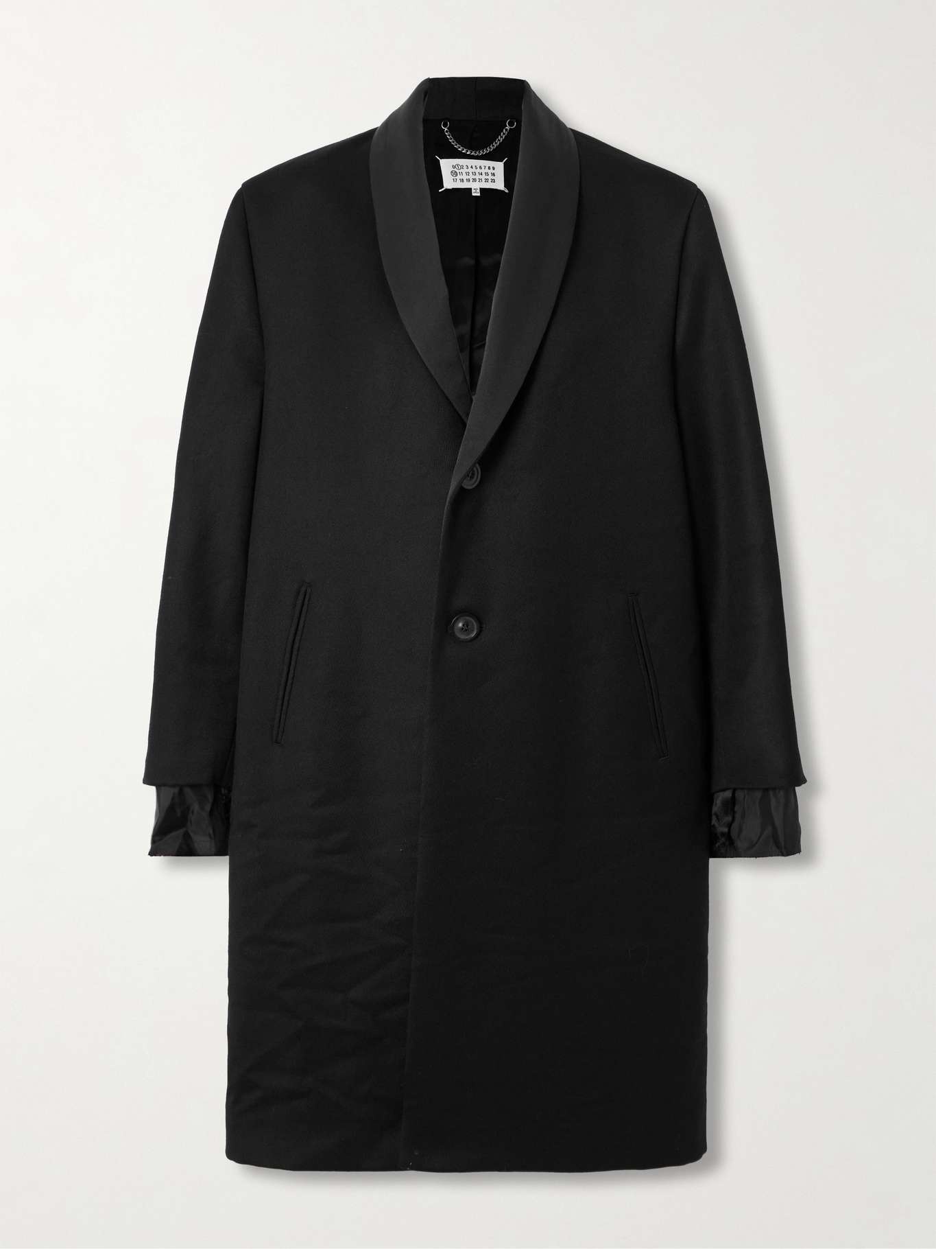 Satin and shell-trimmed wool and silk-blend twill coat - 1