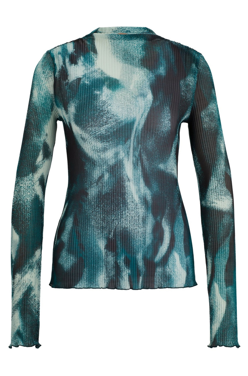 PRINTED SLIM-FIT TOP IN PLISSÉ TULLE 1