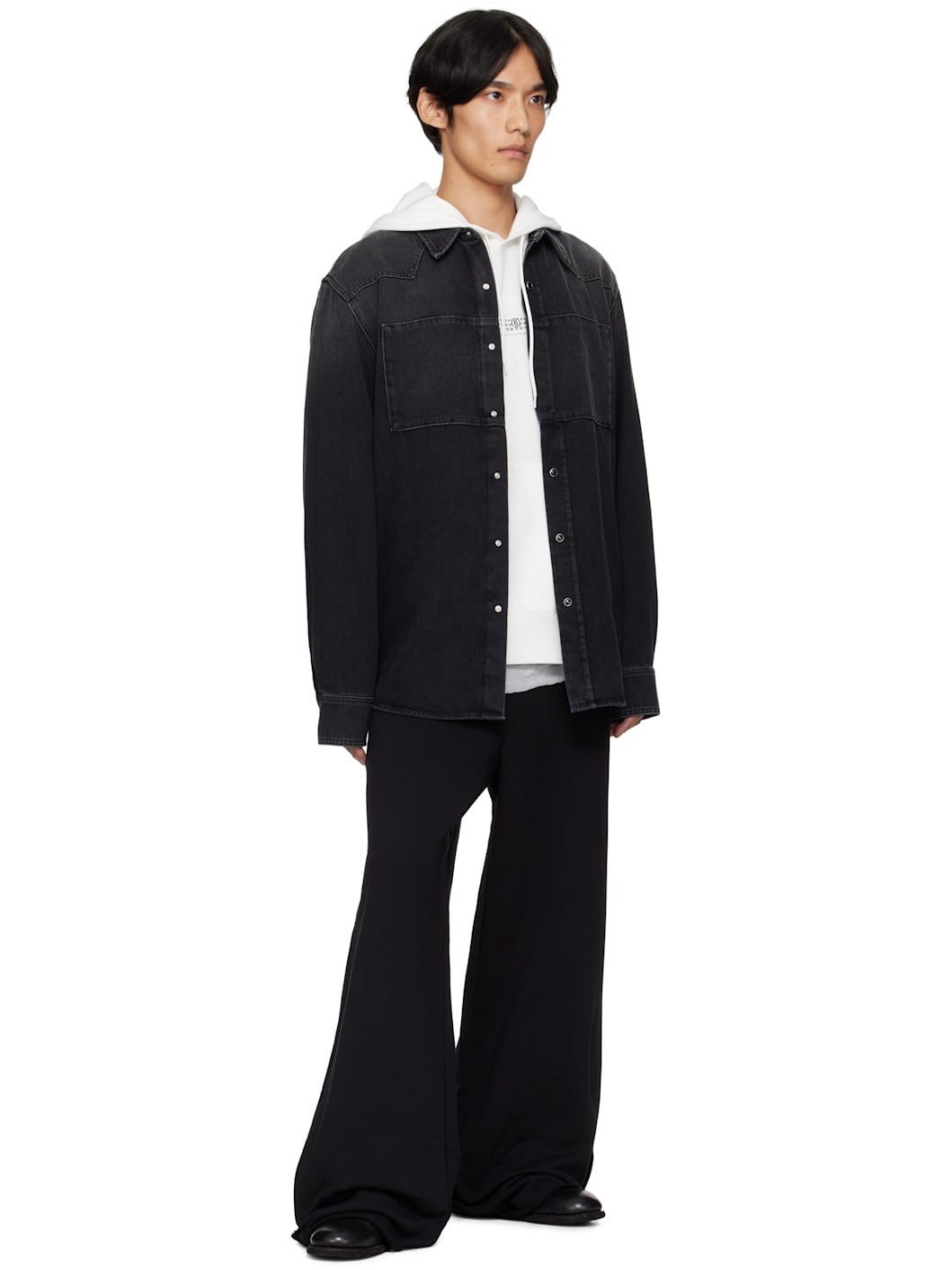Black Long Sleeve Denim Shirt - 4
