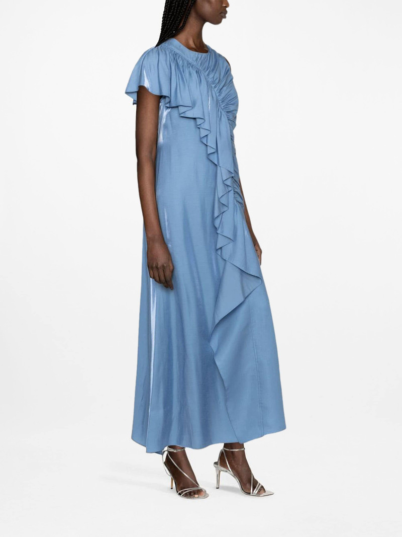 ruffle-trim charmeuse long dress 3