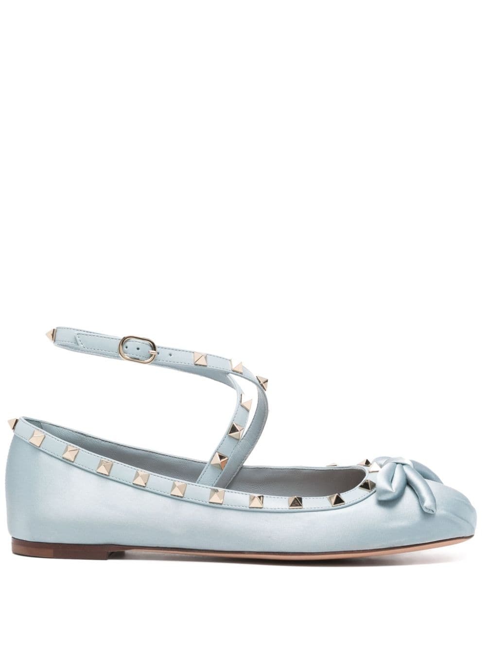 Rockstud-embellished satin ballet flats - 1