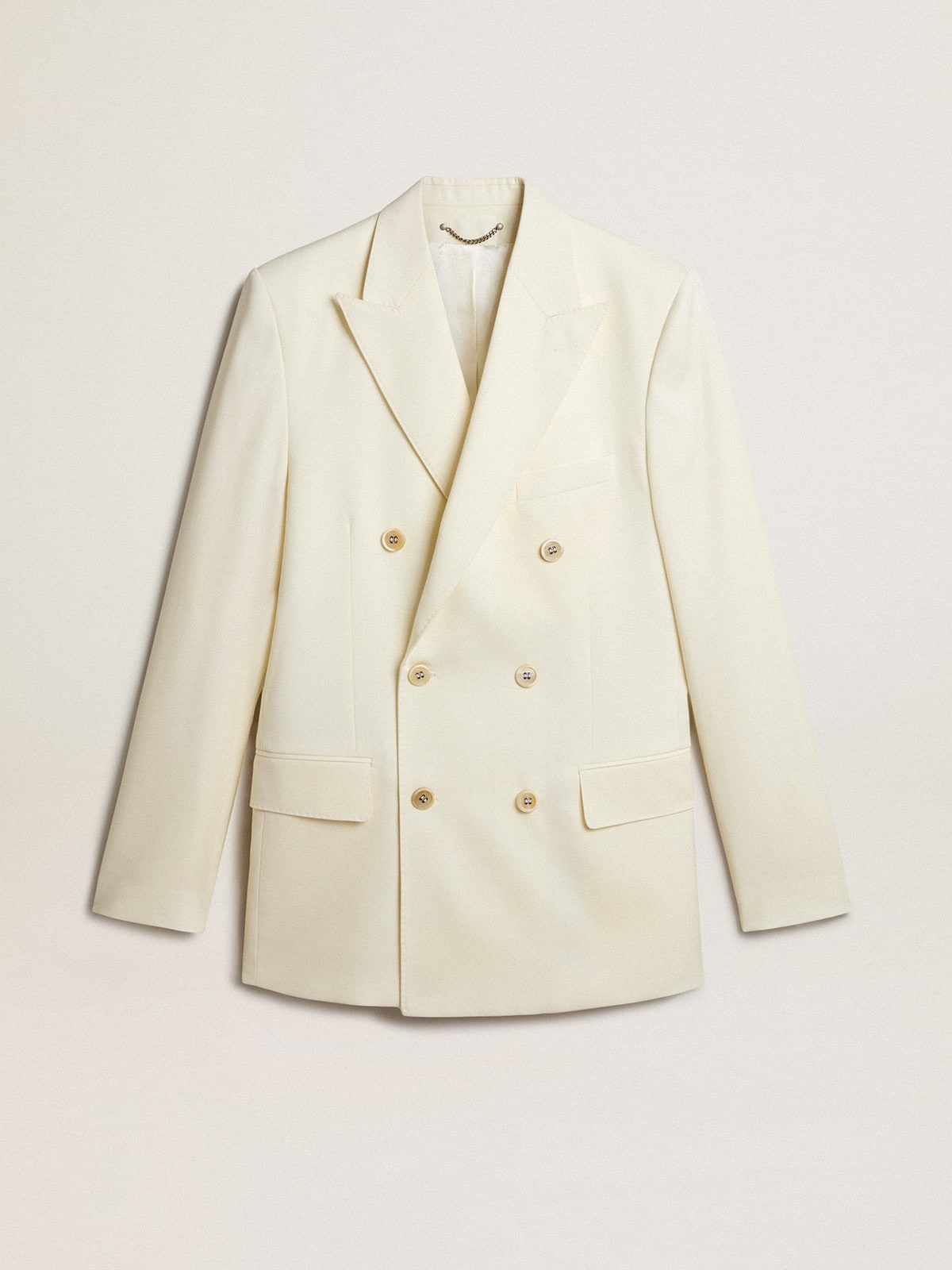 Men’s cream-colored double-breasted blazer - 1