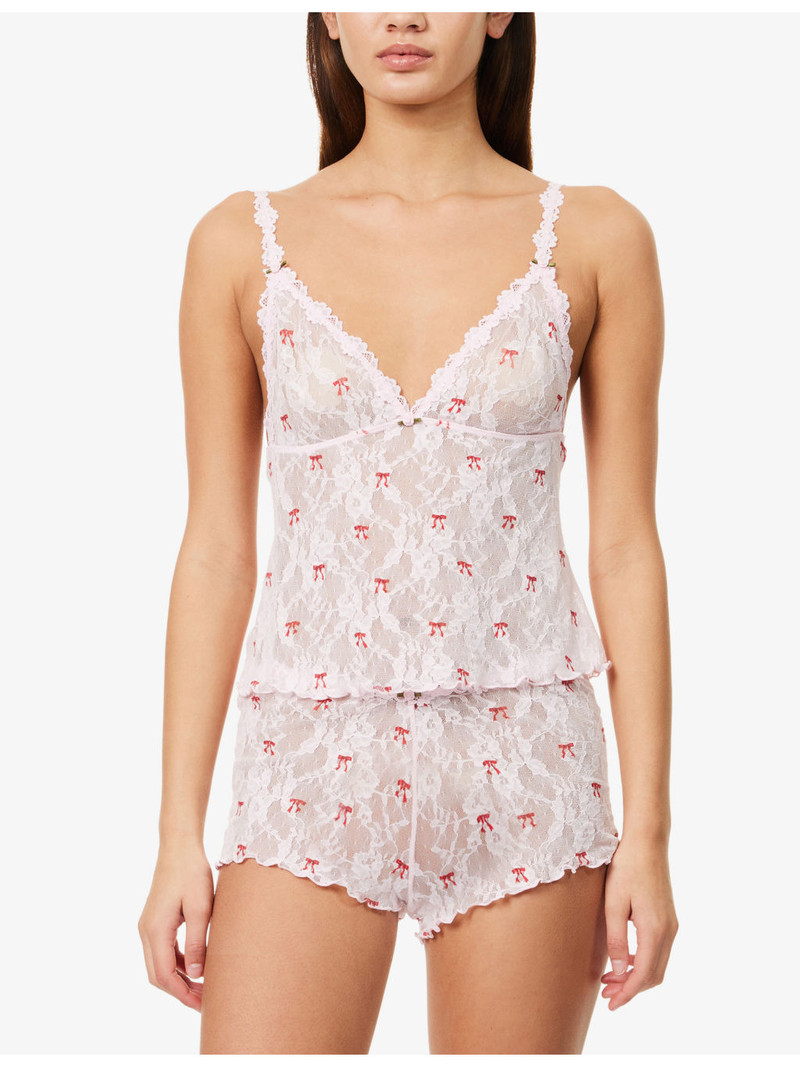 SKIMS Bow-Pattern Stretch-Lace Pyjama Set outlook