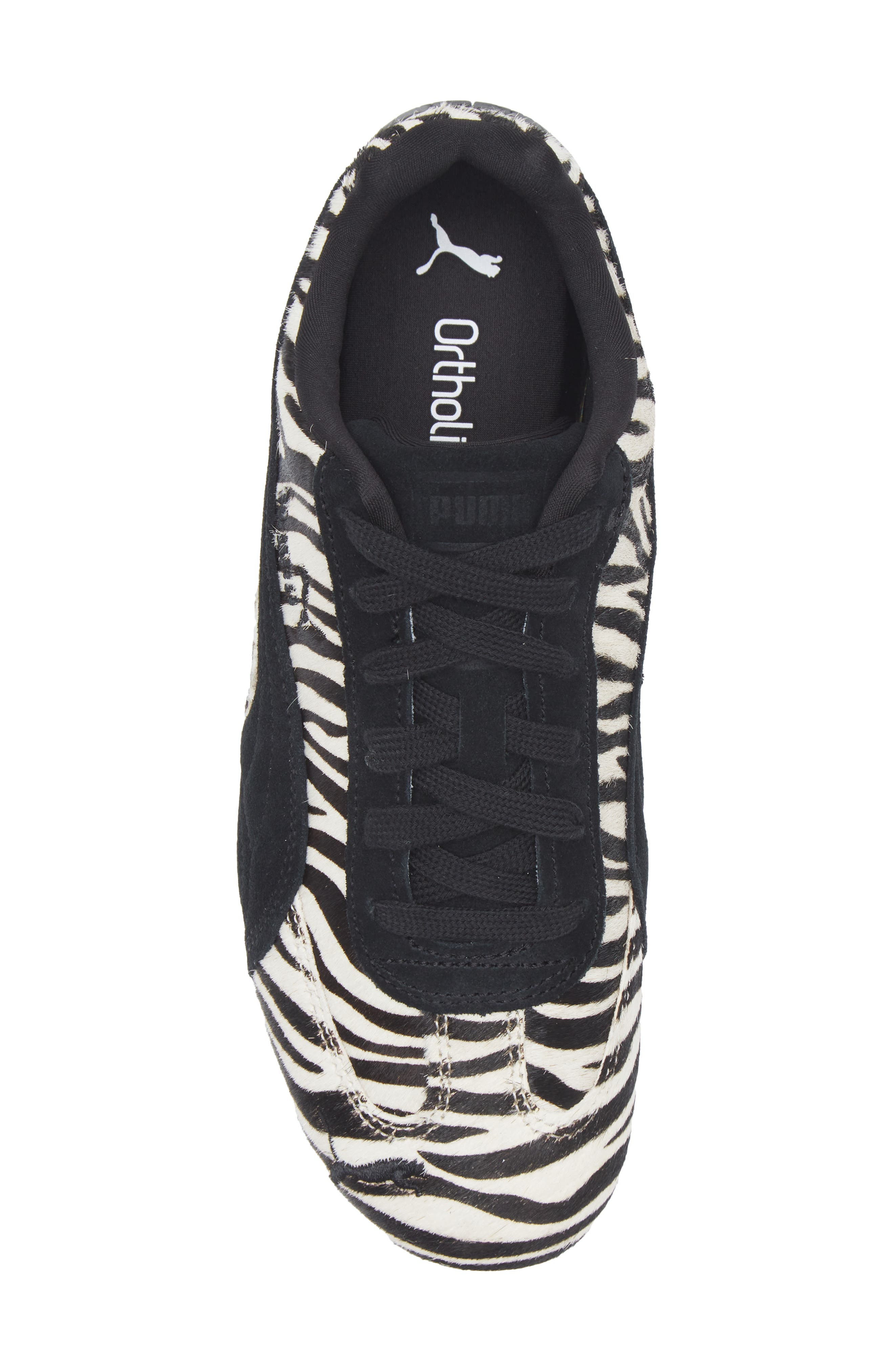 PUMA Speedcat Zebra Print Genuine Calf Hair Sneaker in Warm White/Puma Black at Nordstrom - 5