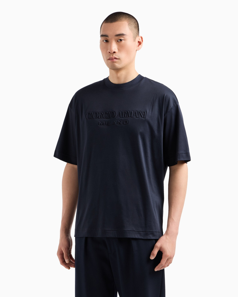 GIORGIO ARMANI DENIM COLLECTION COTTON T-SHIRT WITH EMBOSSED LOGO outlook
