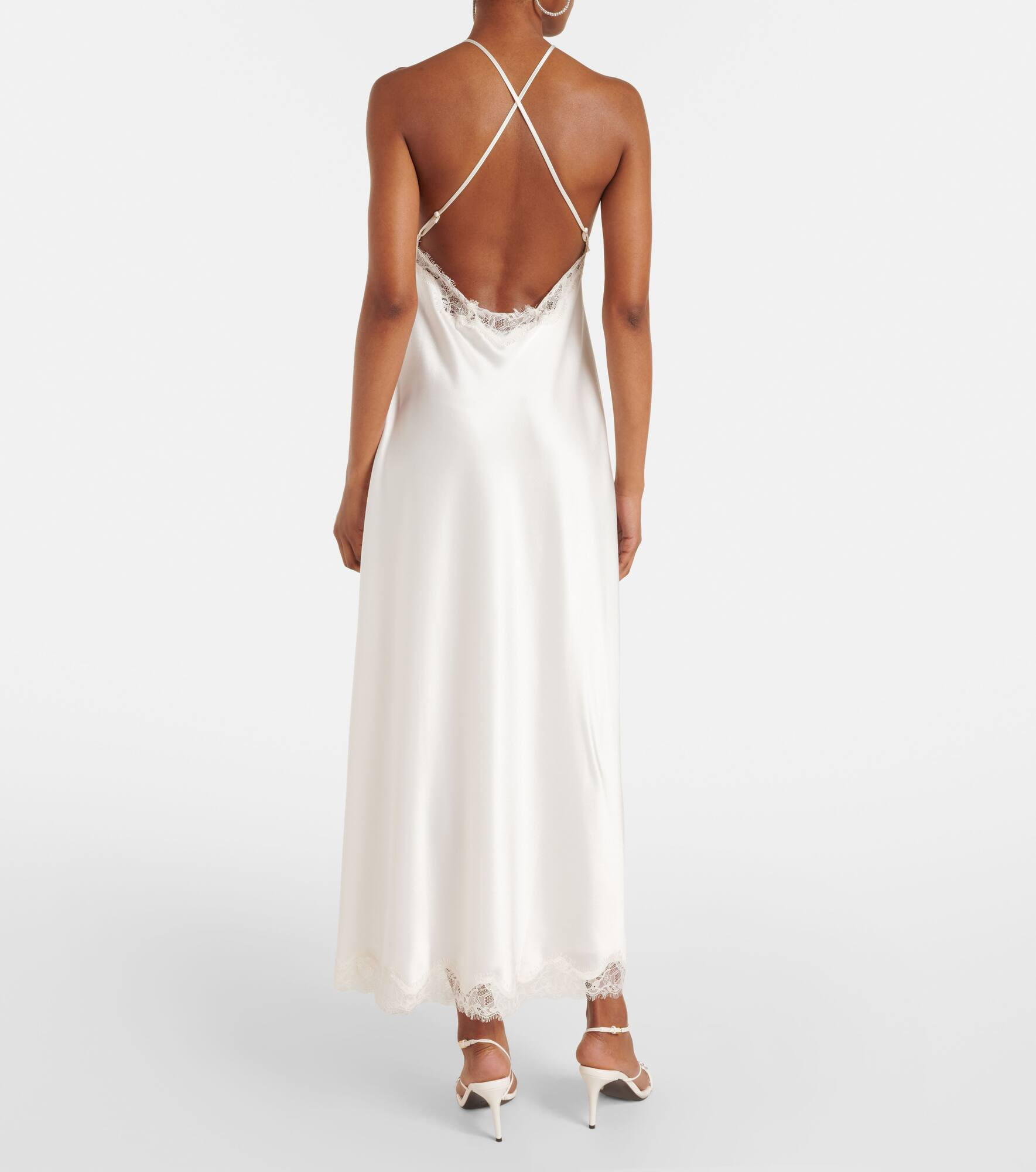Bridal Harlan lace-trimmed satin slip dress - 3
