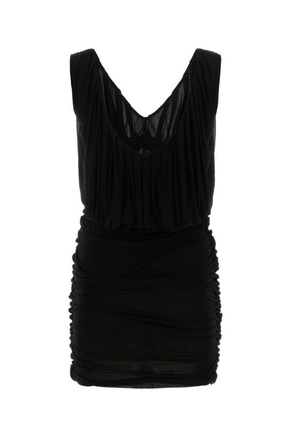 Saint Laurent Woman Black Cupro Mini Dress - 2