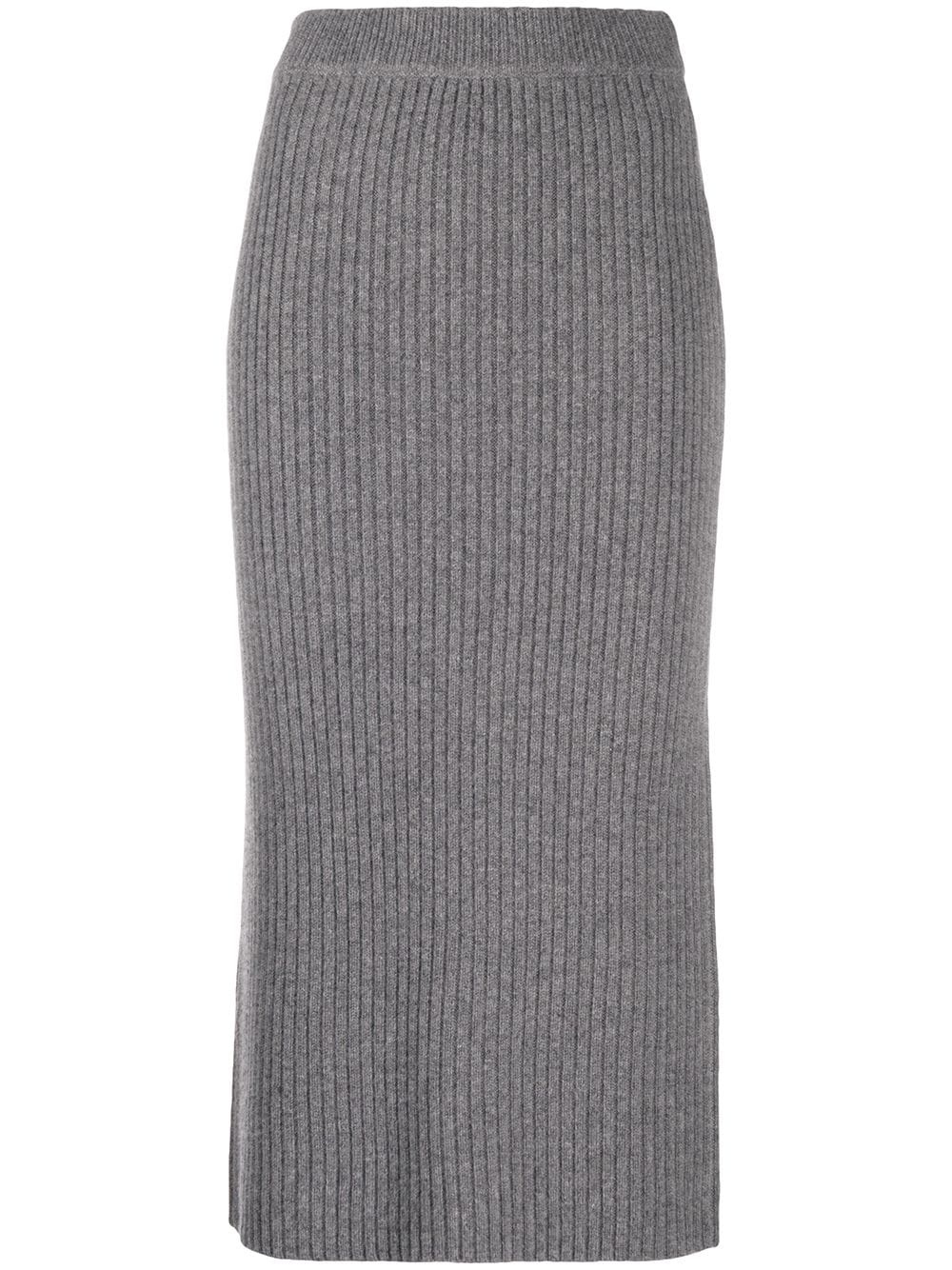 ribbed-knit midi skirt  - 1