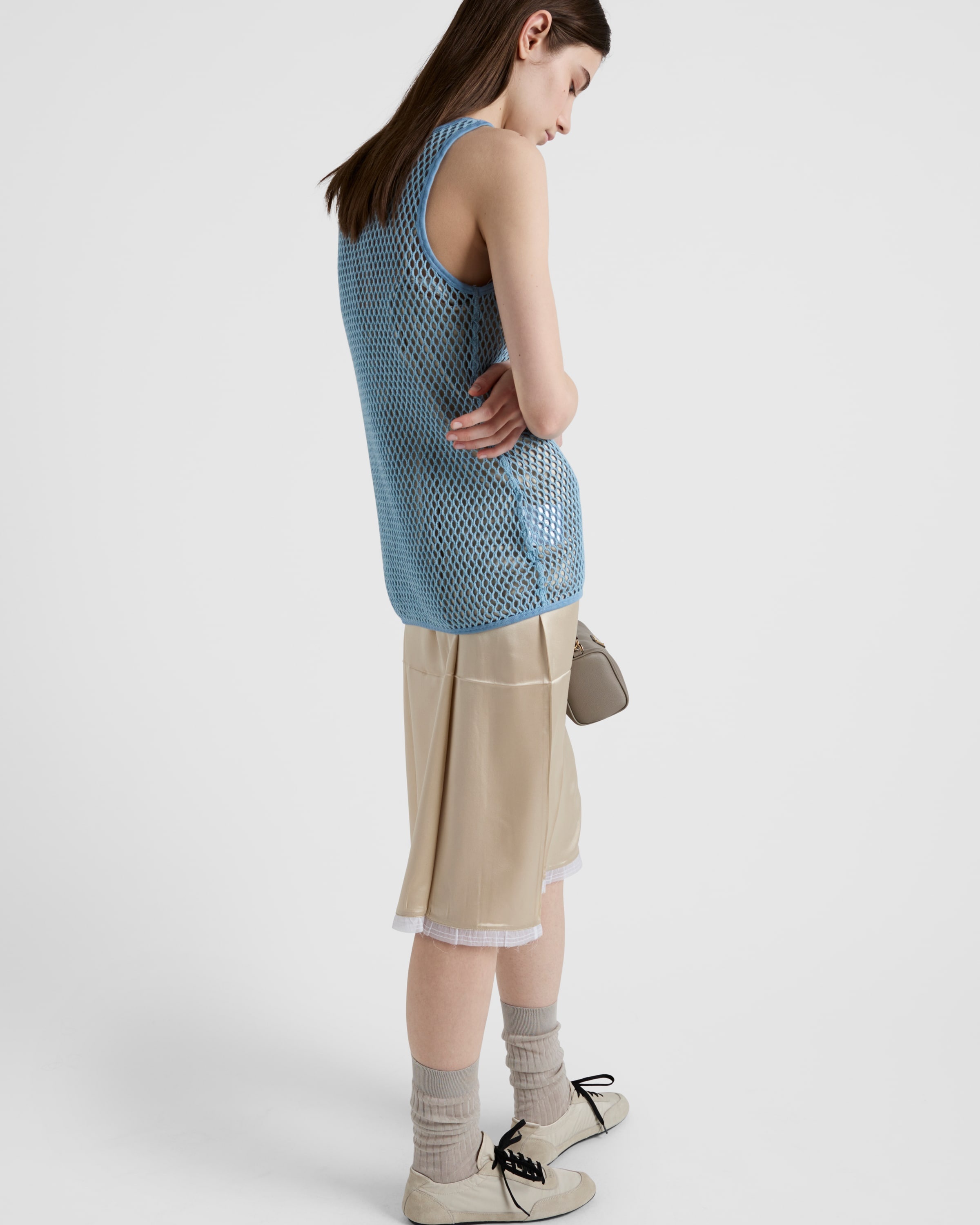 Sleeveless cotton mesh top - 6