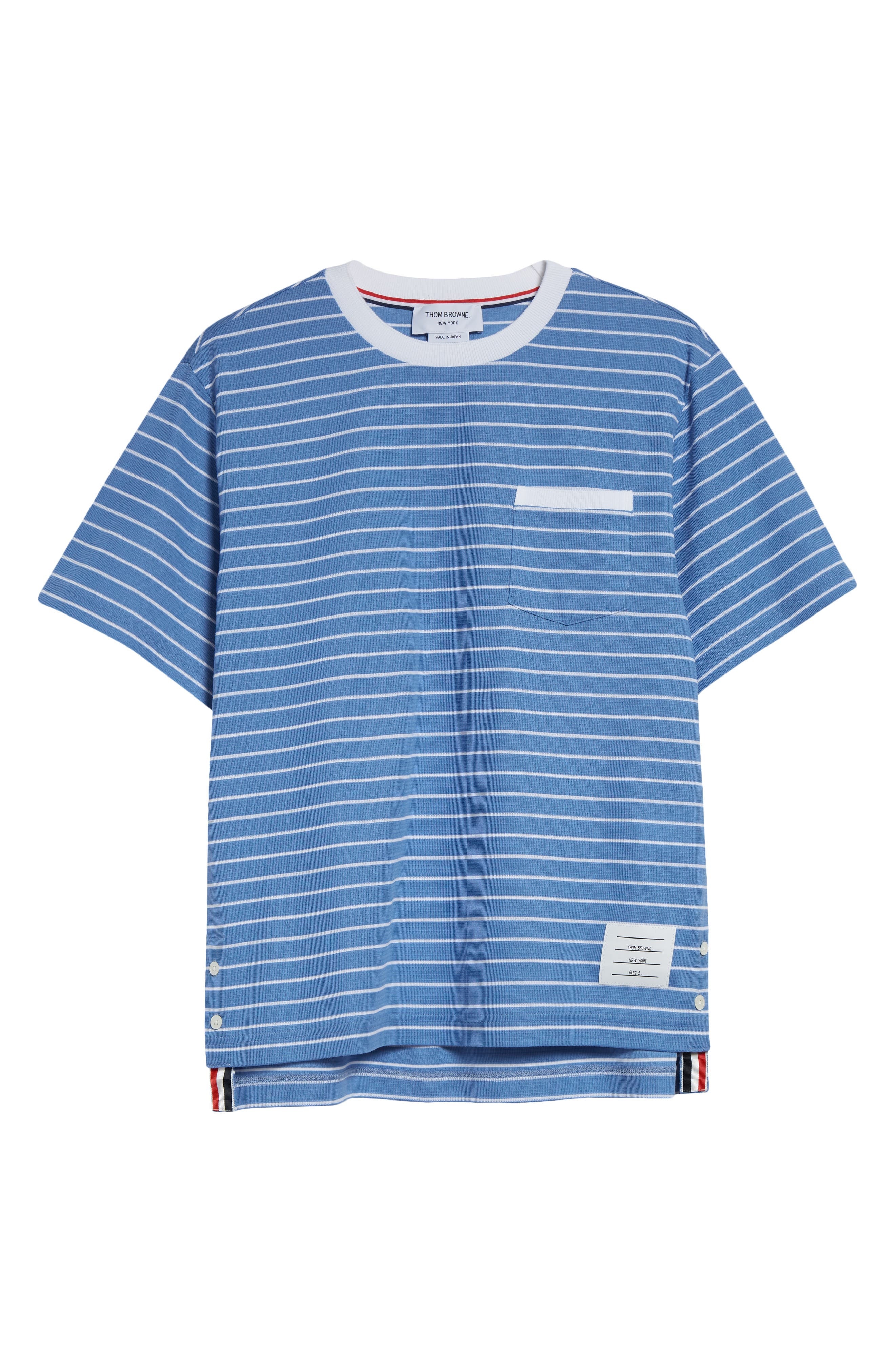Thom Browne Milano Stripe Short Sleeve Pocket T-Shirt in Blue/White at Nordstrom - 5