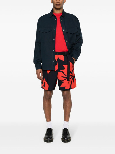 sacai floral-patches belted shorts outlook