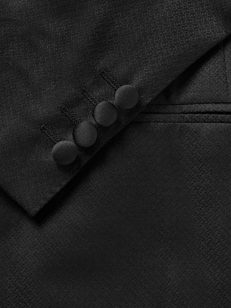 Satin-Trimmed Wool and Lyocell-Blend Jacquard Tuxedo Jacket 5