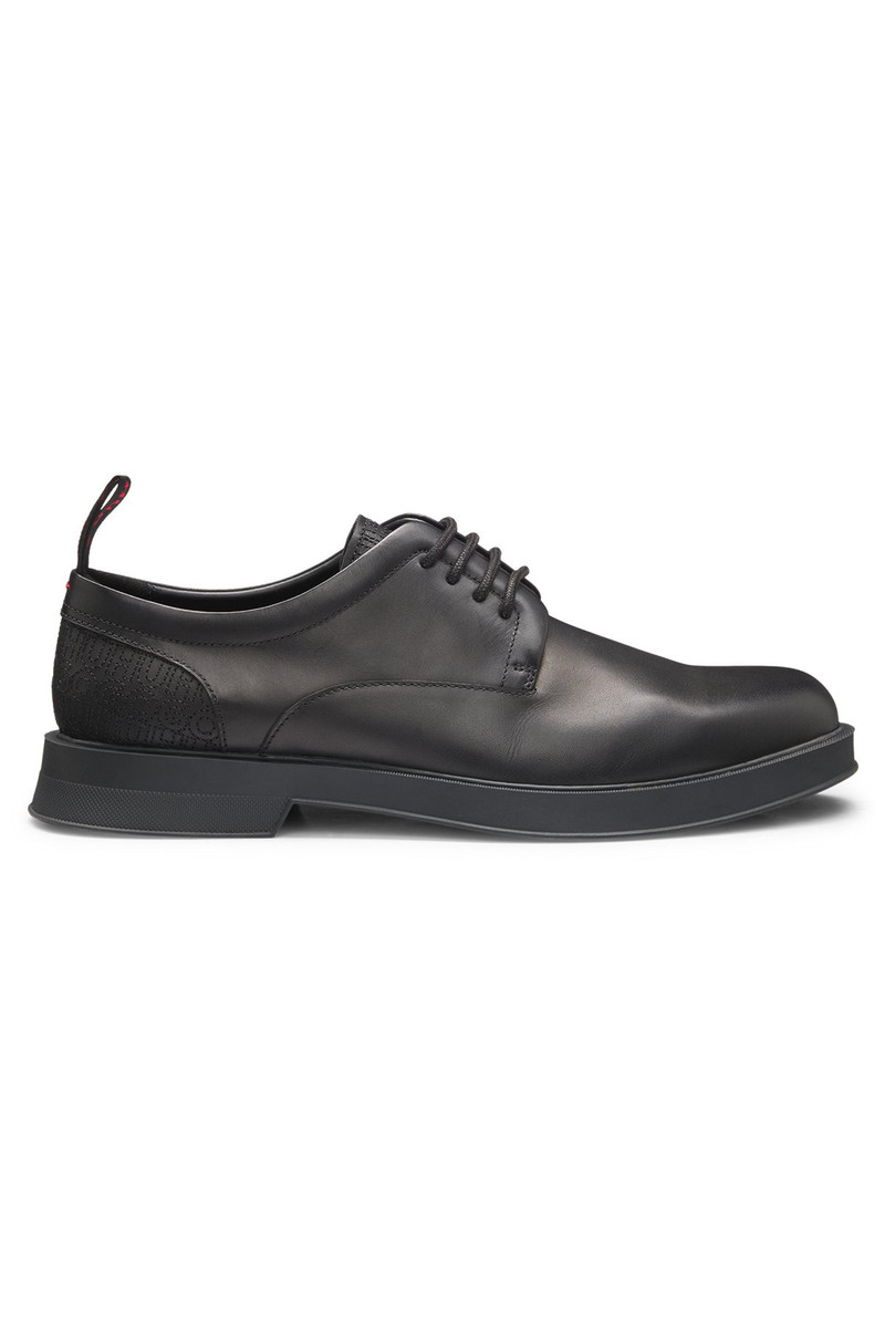 LEATHER DERBY SHOES WITH MONOGRAM HEEL 1