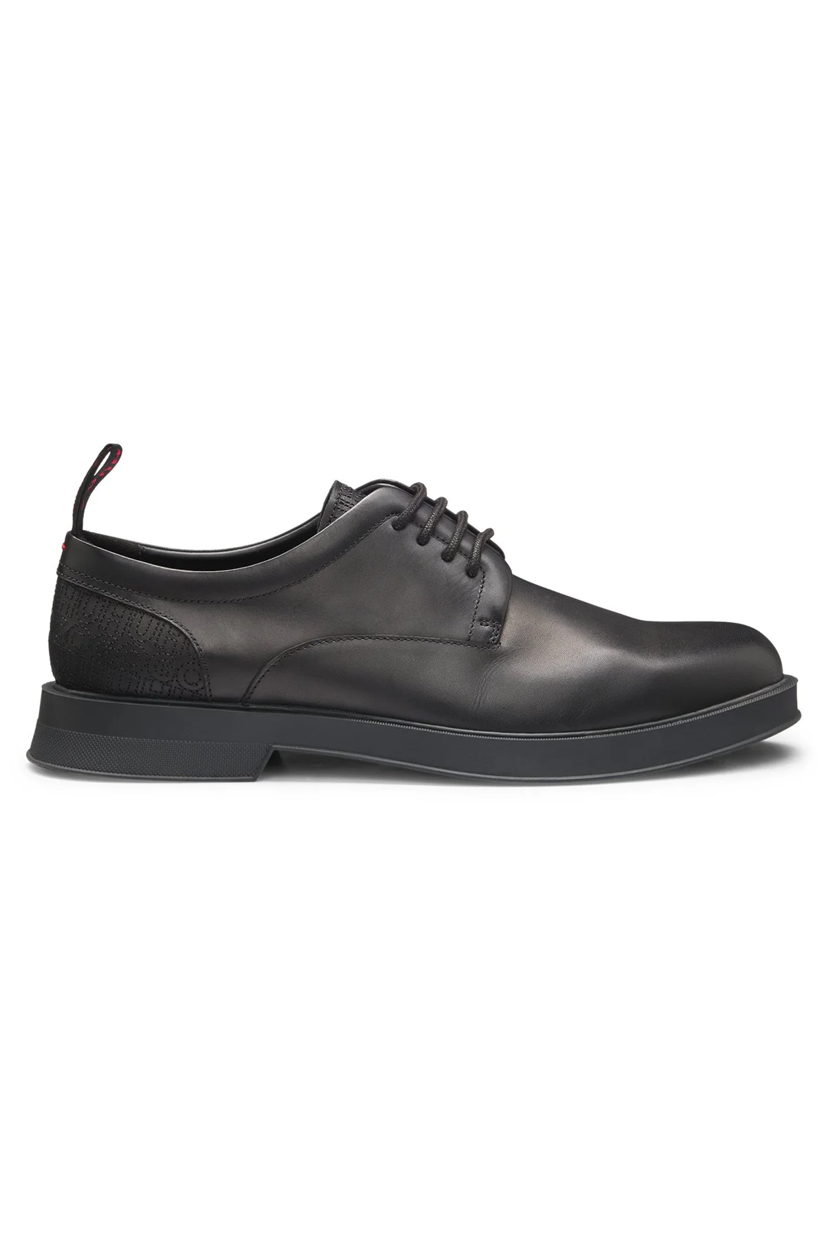 LEATHER DERBY SHOES WITH MONOGRAM HEEL - 1