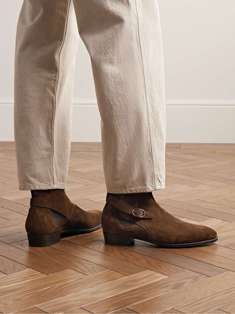 John Lobb Masons Buckled Suede Chelsea Boots outlook