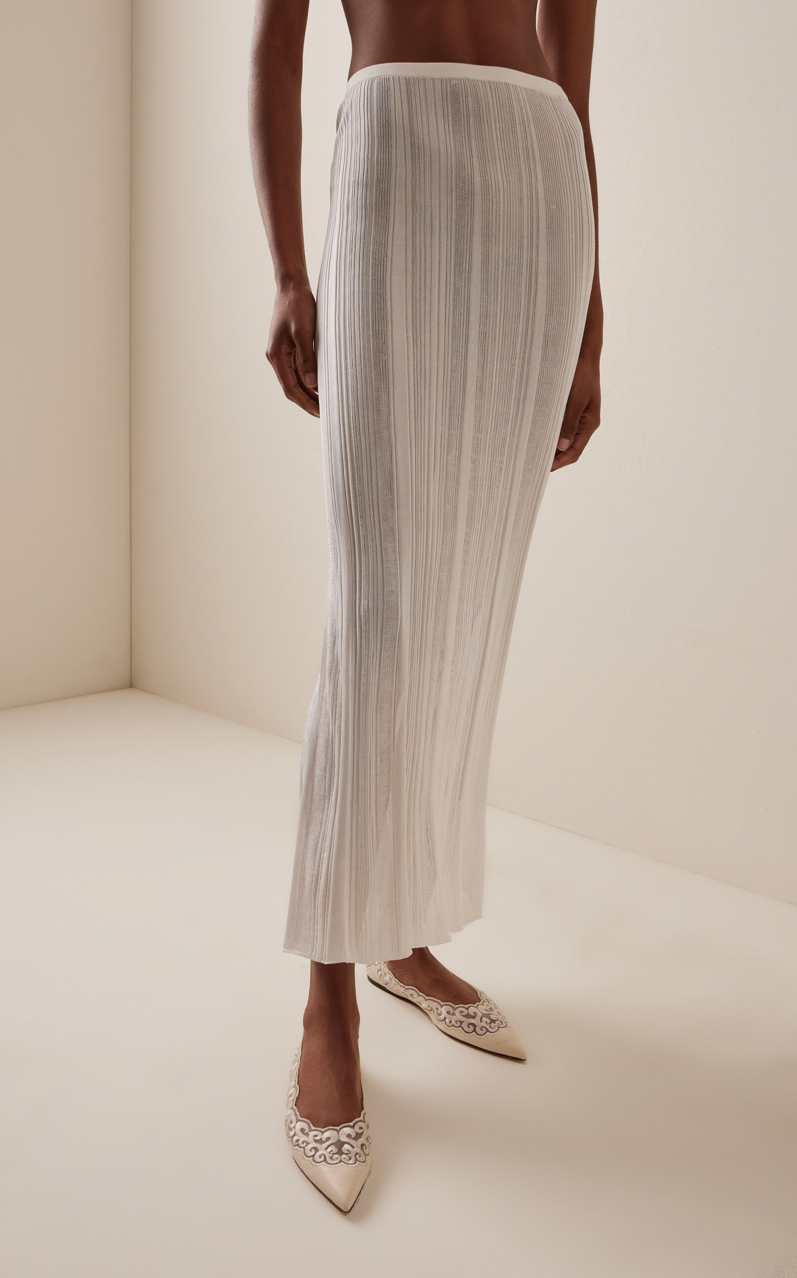 Daniella Knit Silk Maxi Skirt ivory - 3