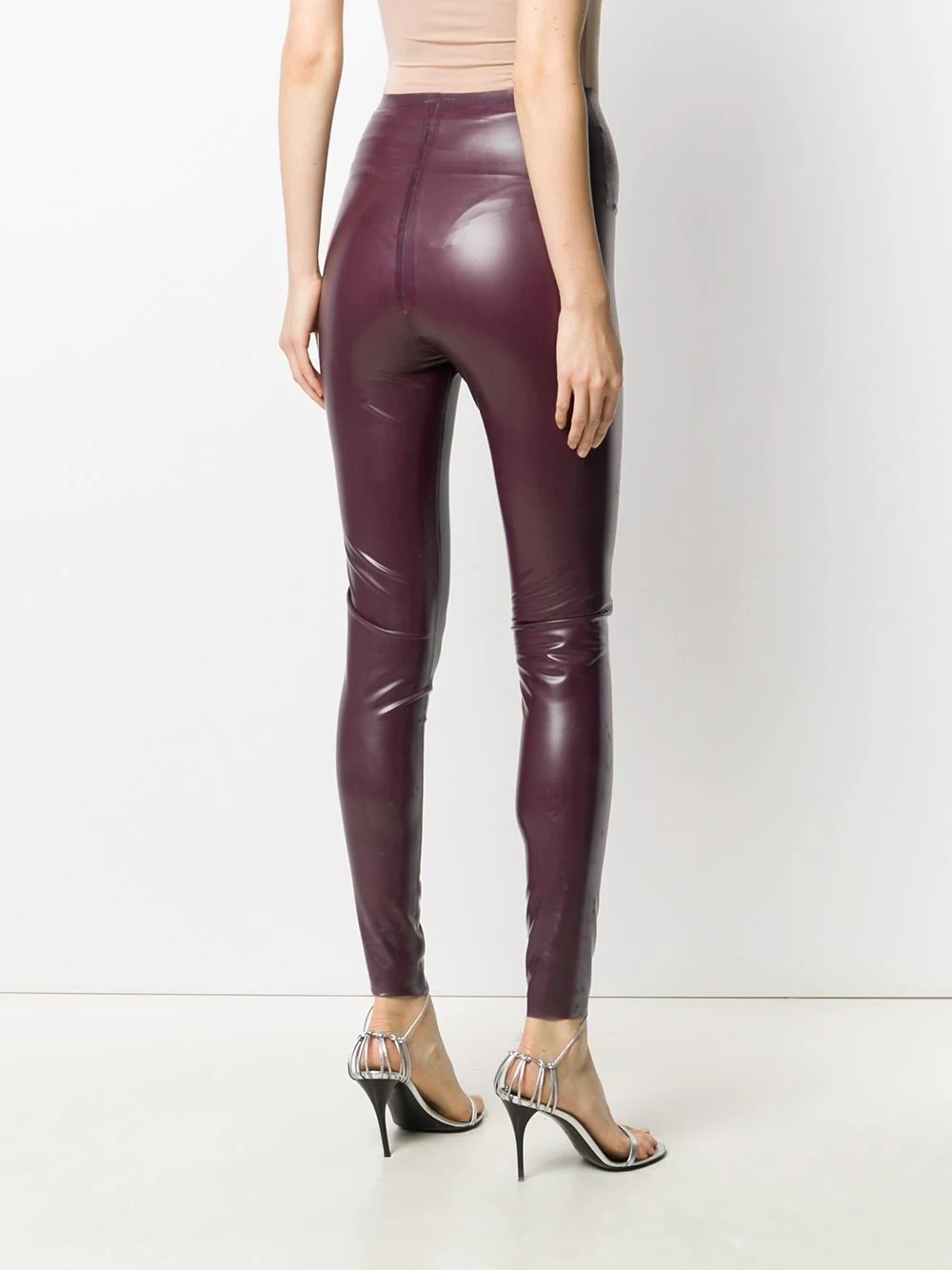 high-waisted latex leggings - 4