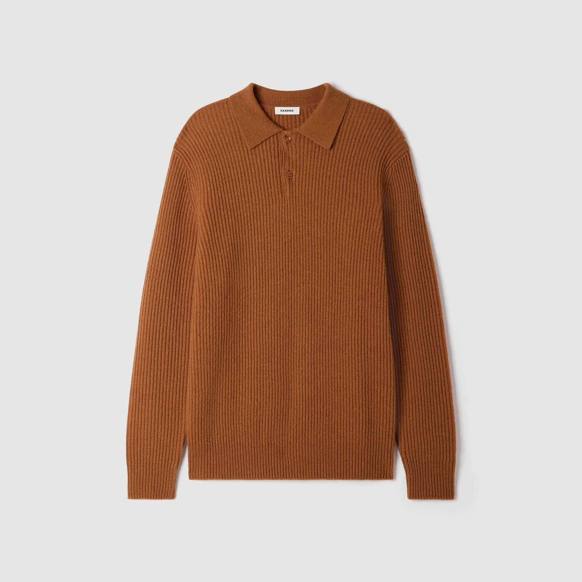 RIBBED WOOL POLO SHIRT - 1