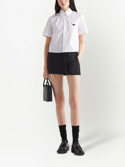 Prada logo-plaque cropped shirt outlook