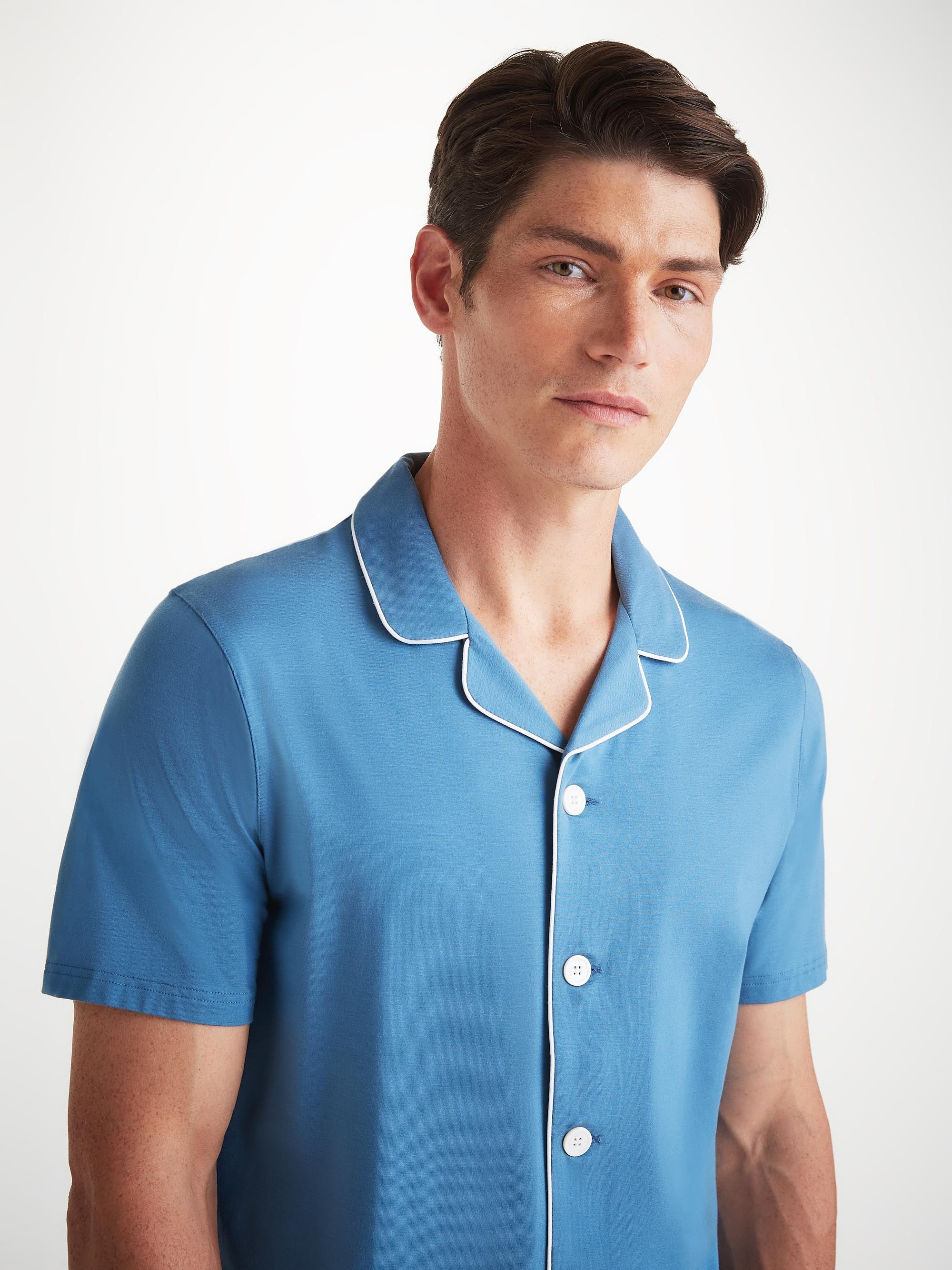 Men's Short Pajamas Basel Micro Modal Stretch Steel Blue - 5