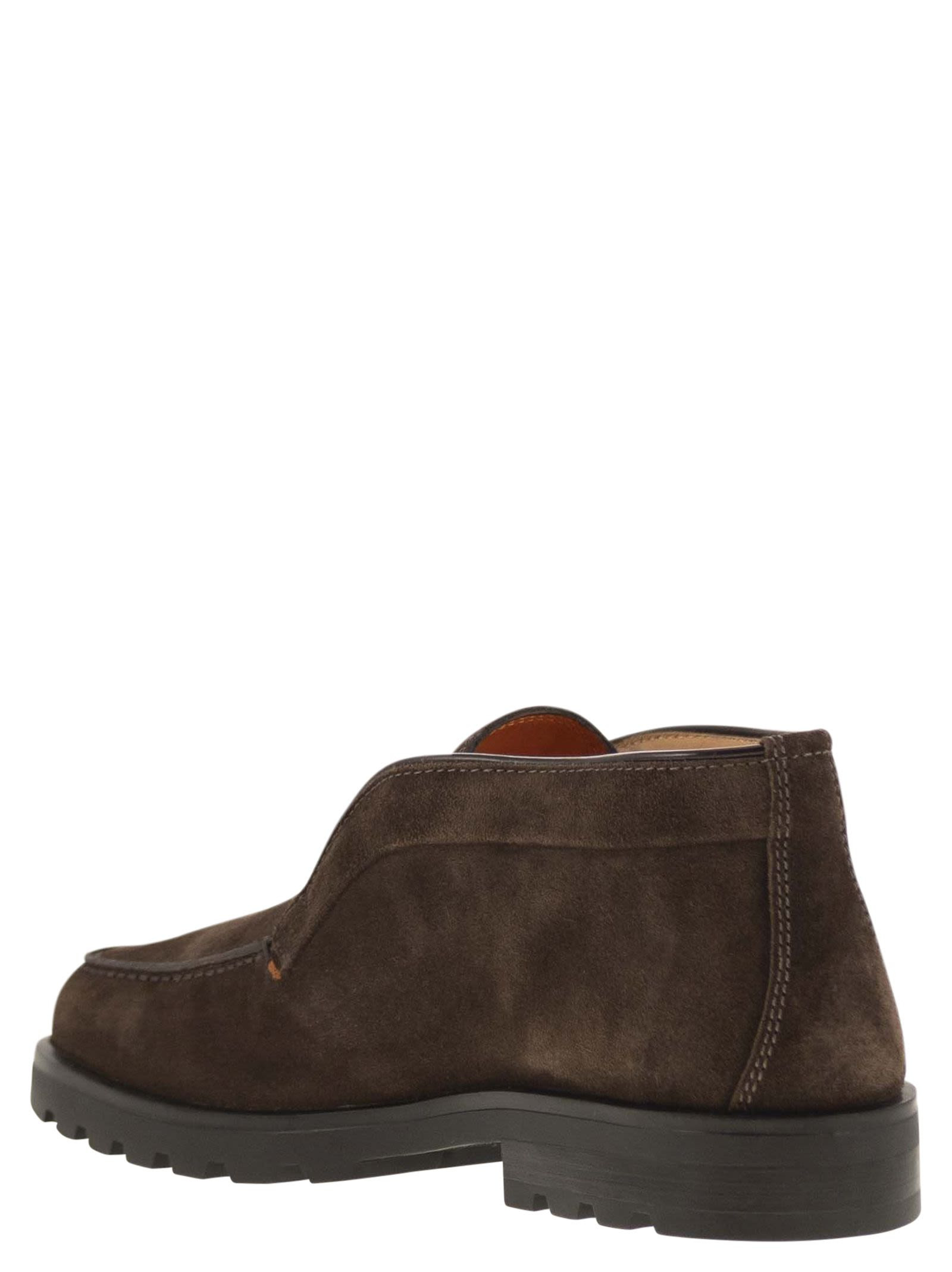 Santoni Men Suede Ankle Boot Without Laces - 3