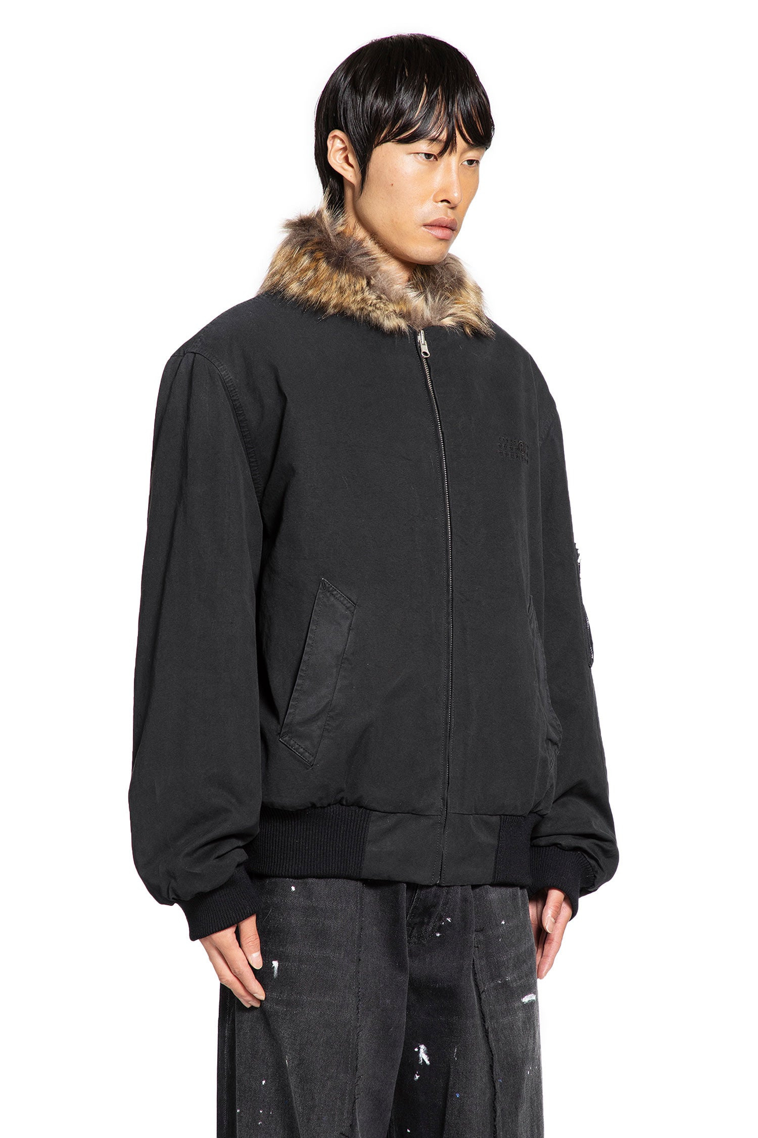 Cotton Bomber With Faux Fur Collar - 2