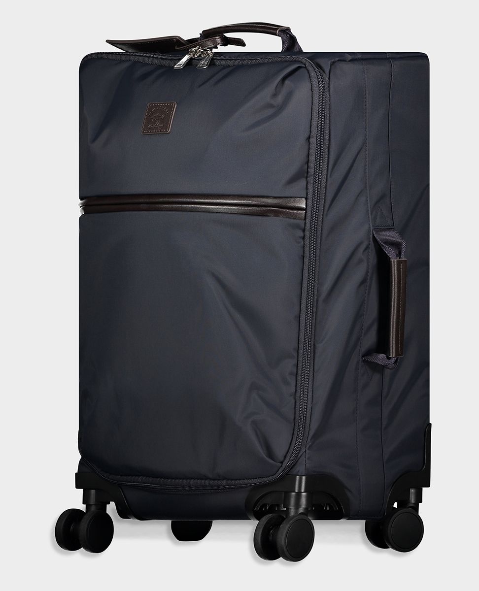Recycled fabric Luggage Suitcase with leather details - 2