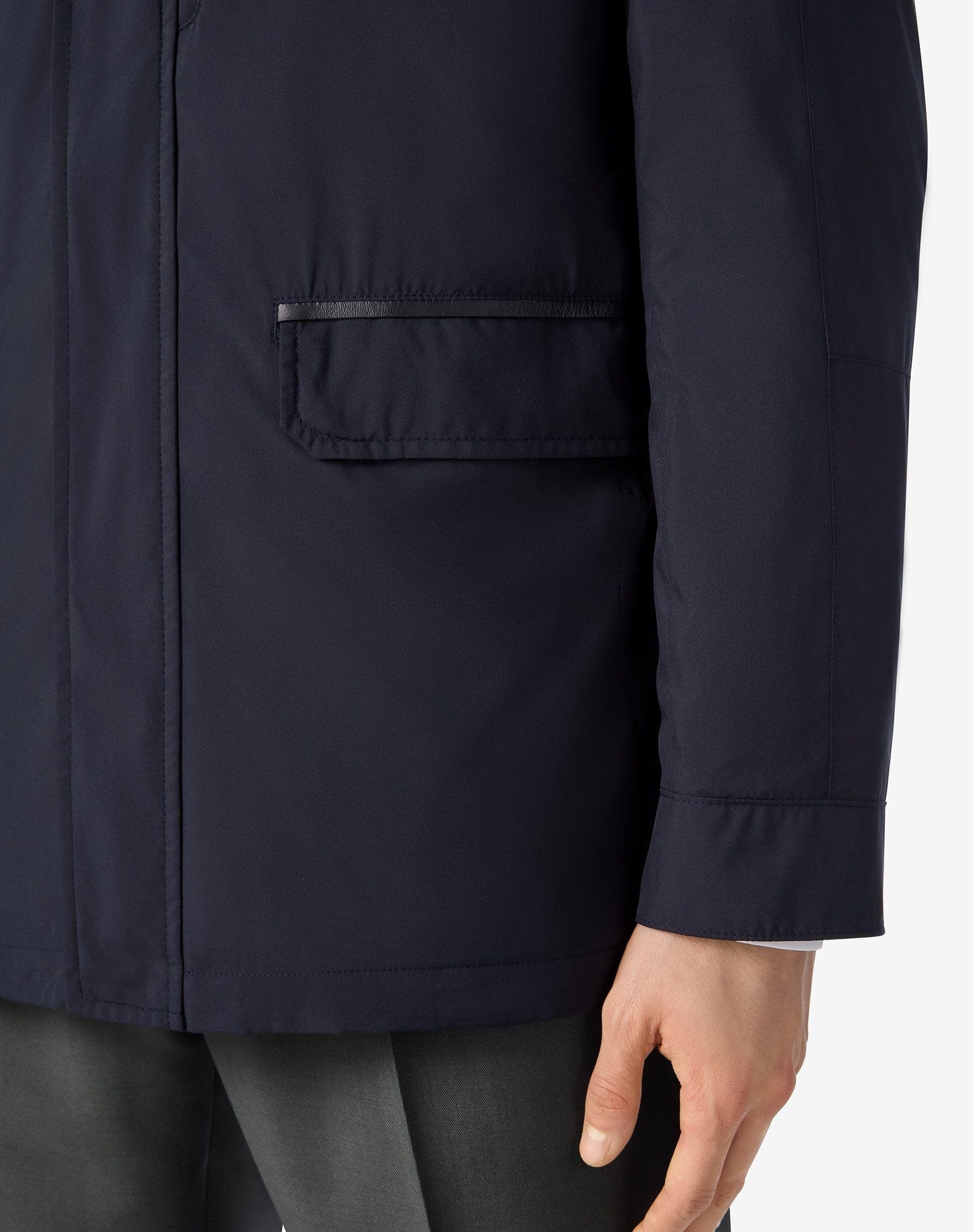 Navy blue technical poplin field jacket - 5