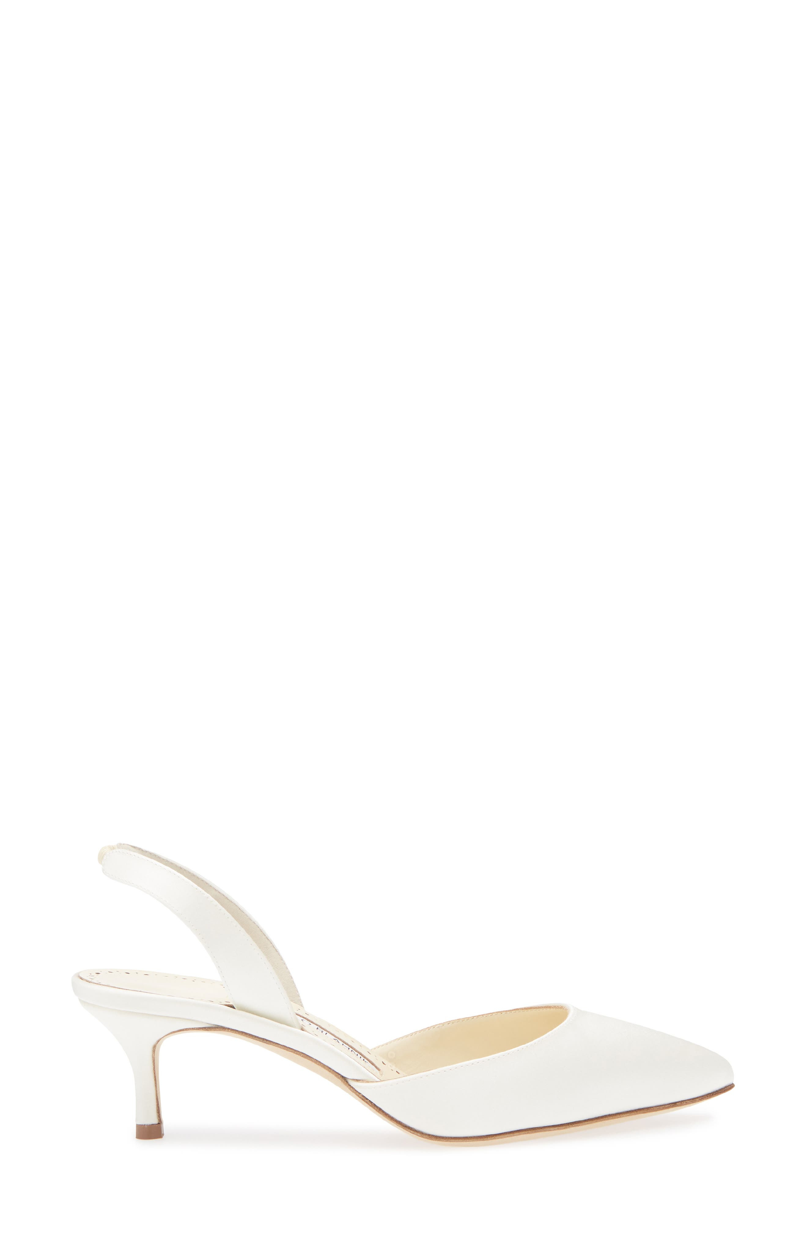 Manolo Blahnik Carolyne Bridal Pointed Toe Slingback Pump in Cream at Nordstrom - 3
