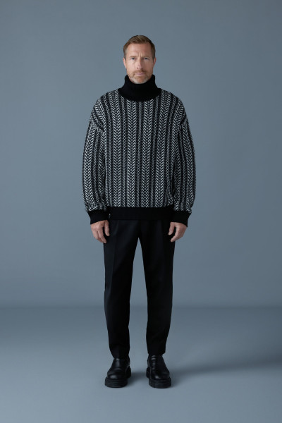 MACKAGE ASTOR-CK Jacquard chain-knit wool sweater outlook