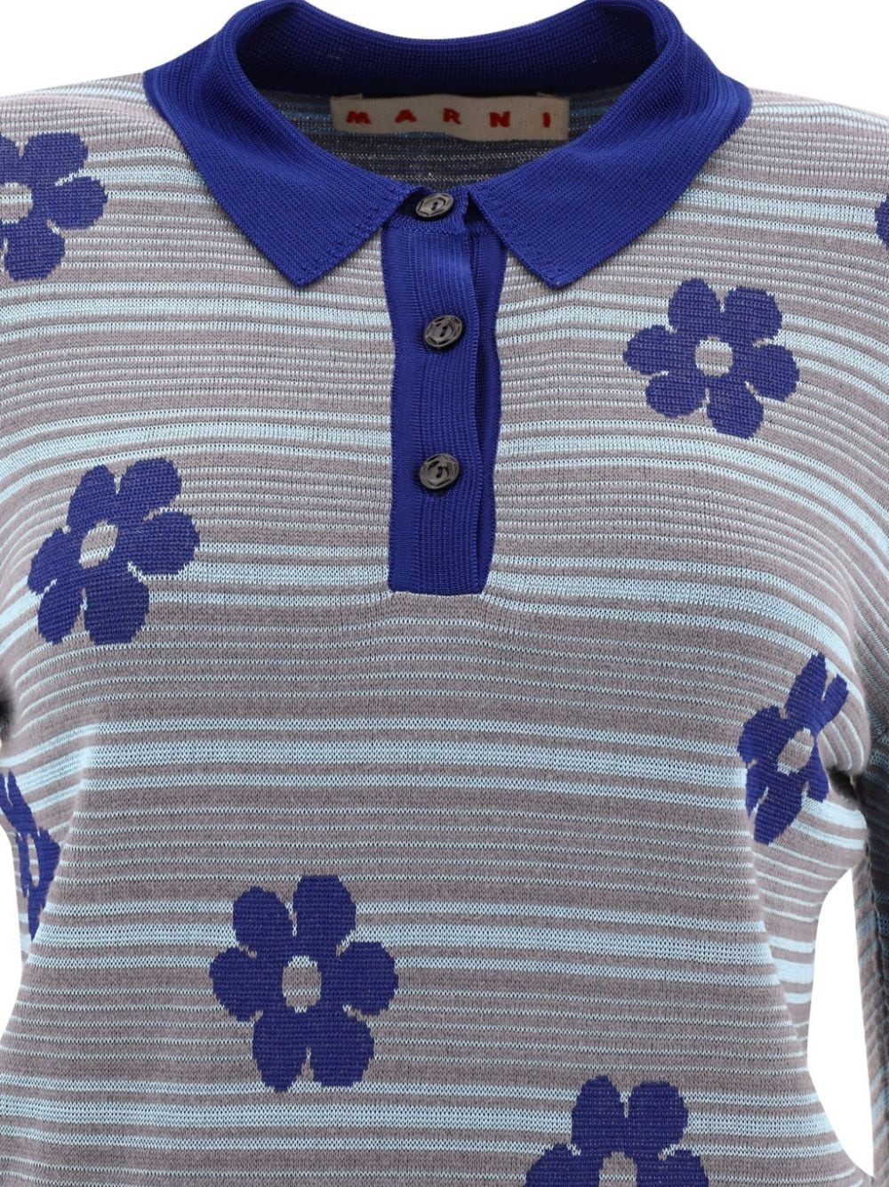 floral embroidered striped polo - 3