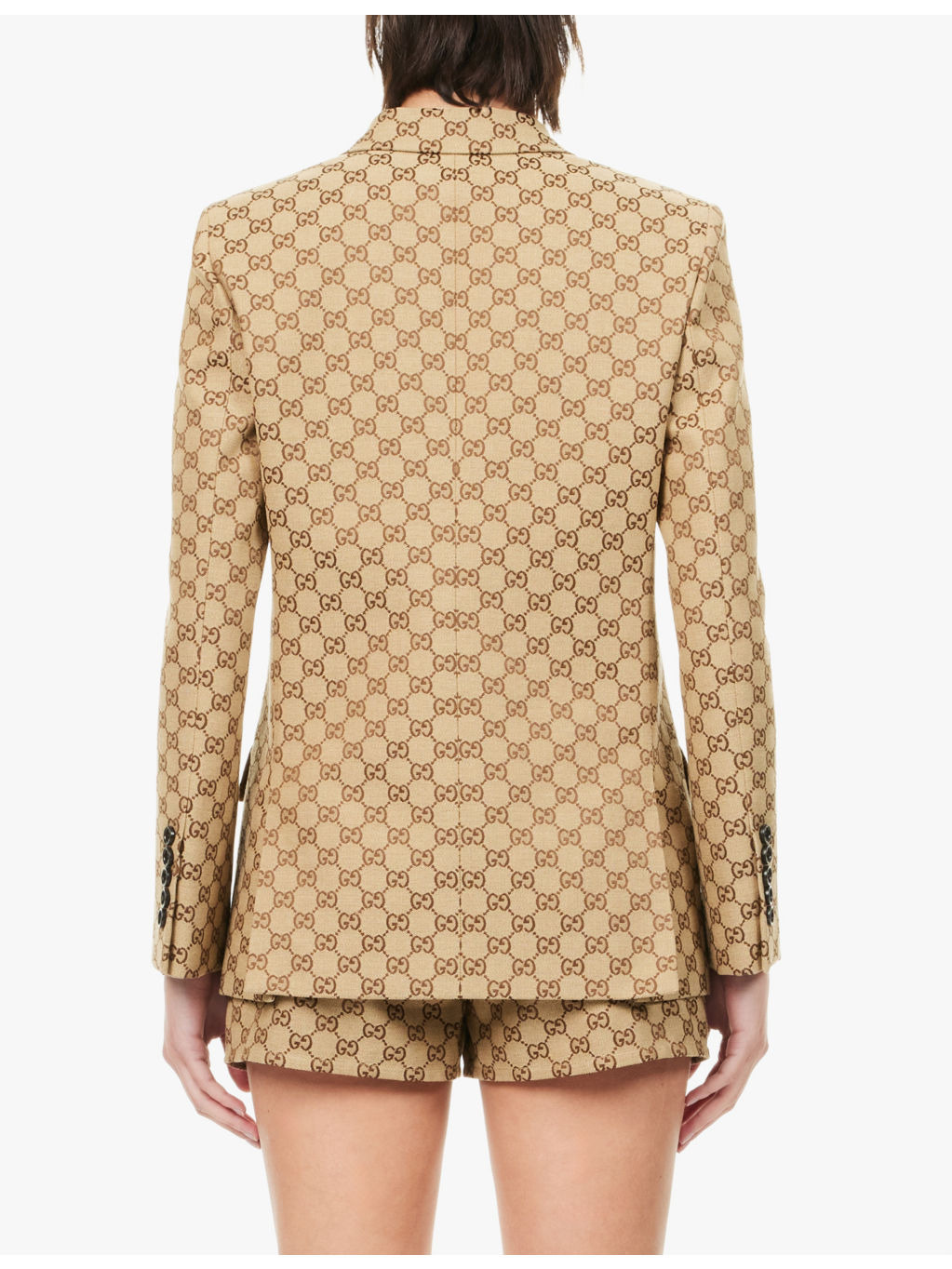 Monogram-print slim-fit cotton-blend blazer - 4