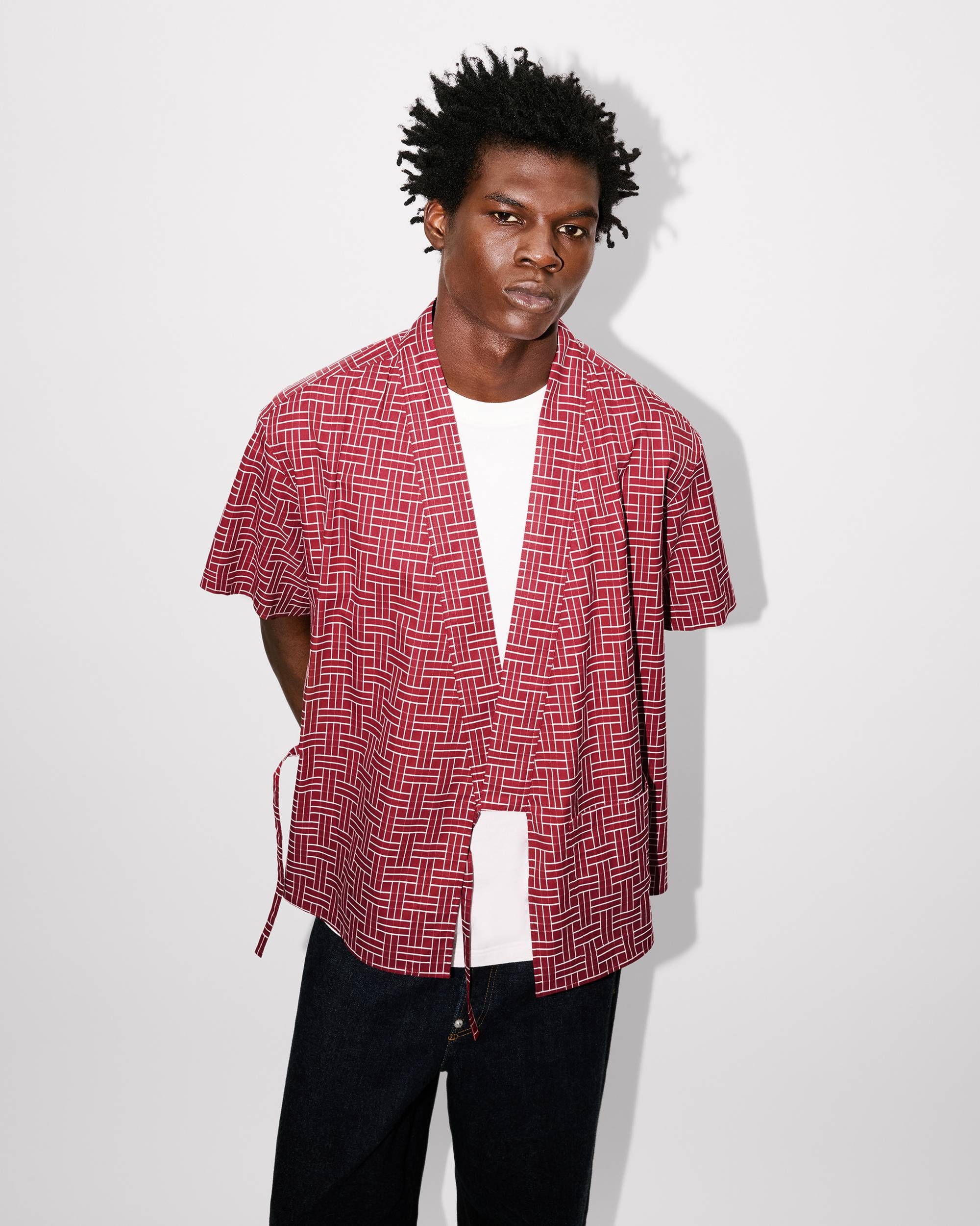 'KENZO Weave' kimono short sleeve shirt in cotton jacquard - 8