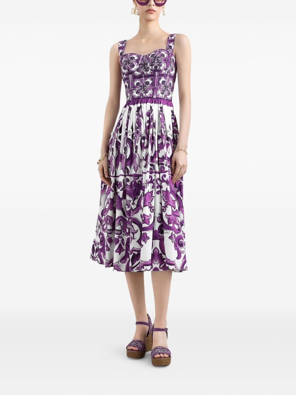 Majolica-print midi dress - 2
