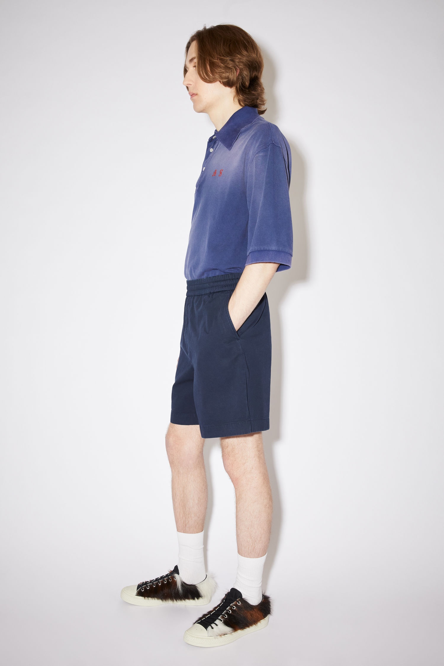 Cotton twill shorts - Navy - 4