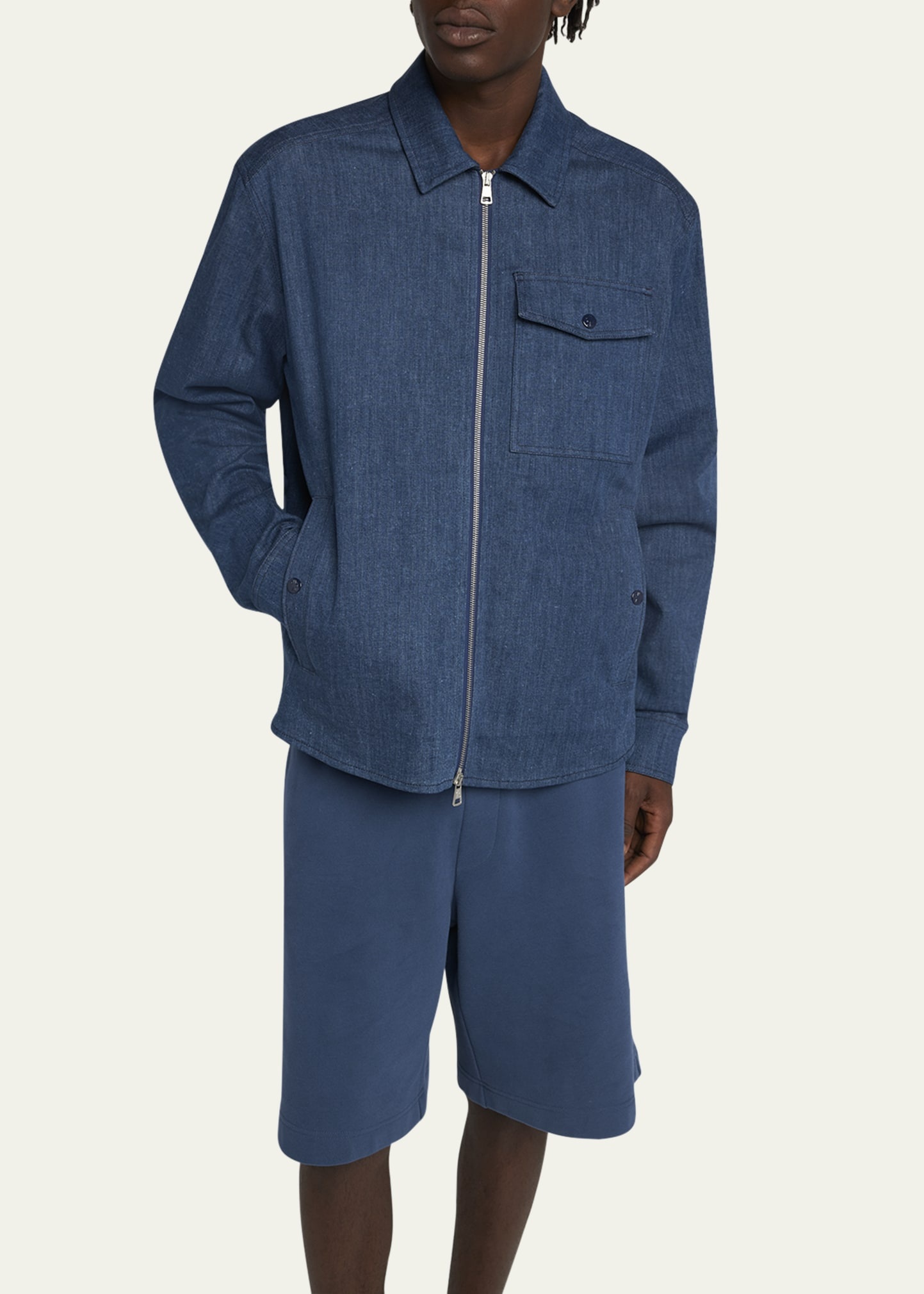 Men's Zip-Front Denim Overshirt - 4