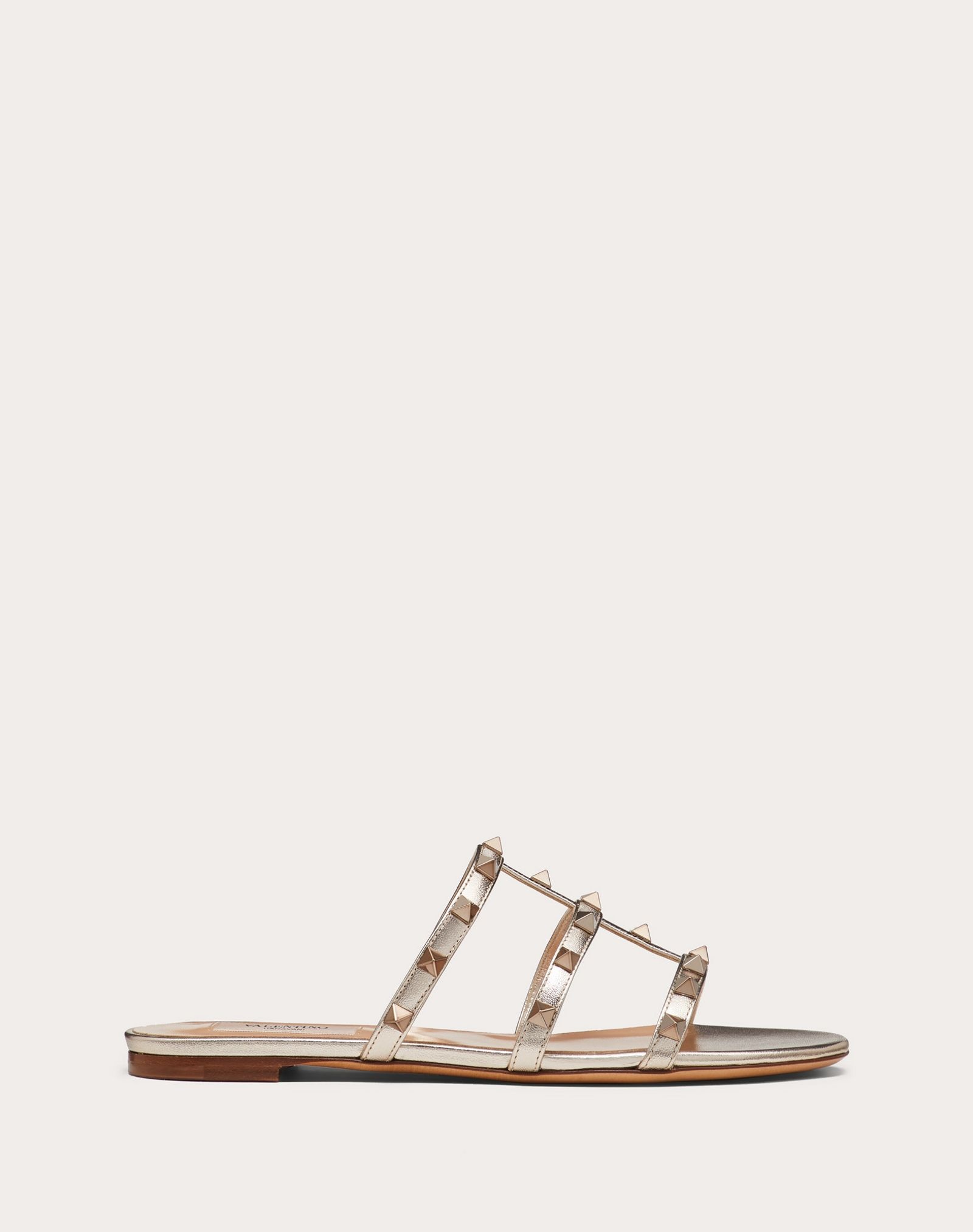 Rockstud Flat Metallic Nappa Slide Sandal - 1