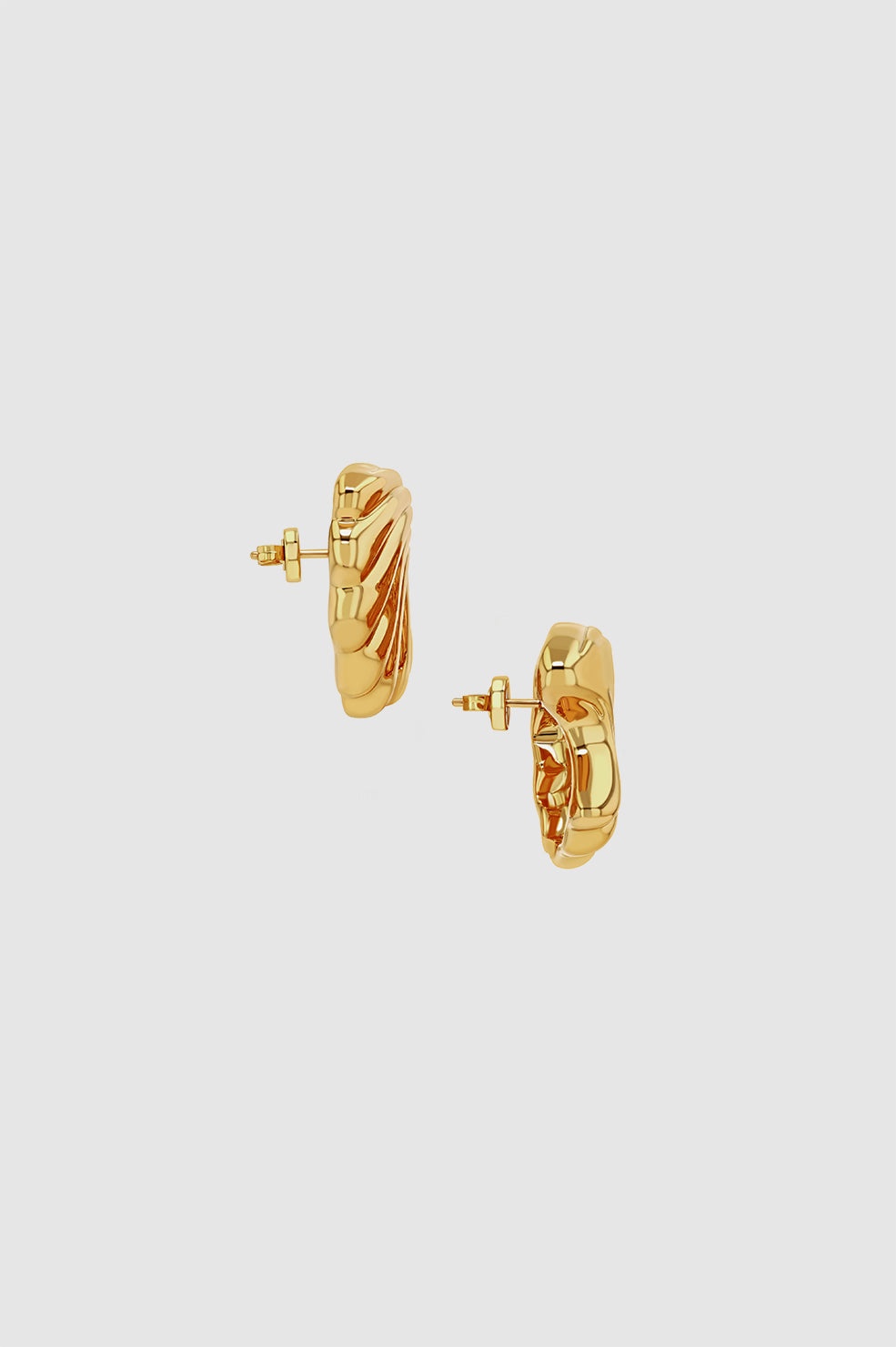 Curved Shell Earrings - Gold - 3