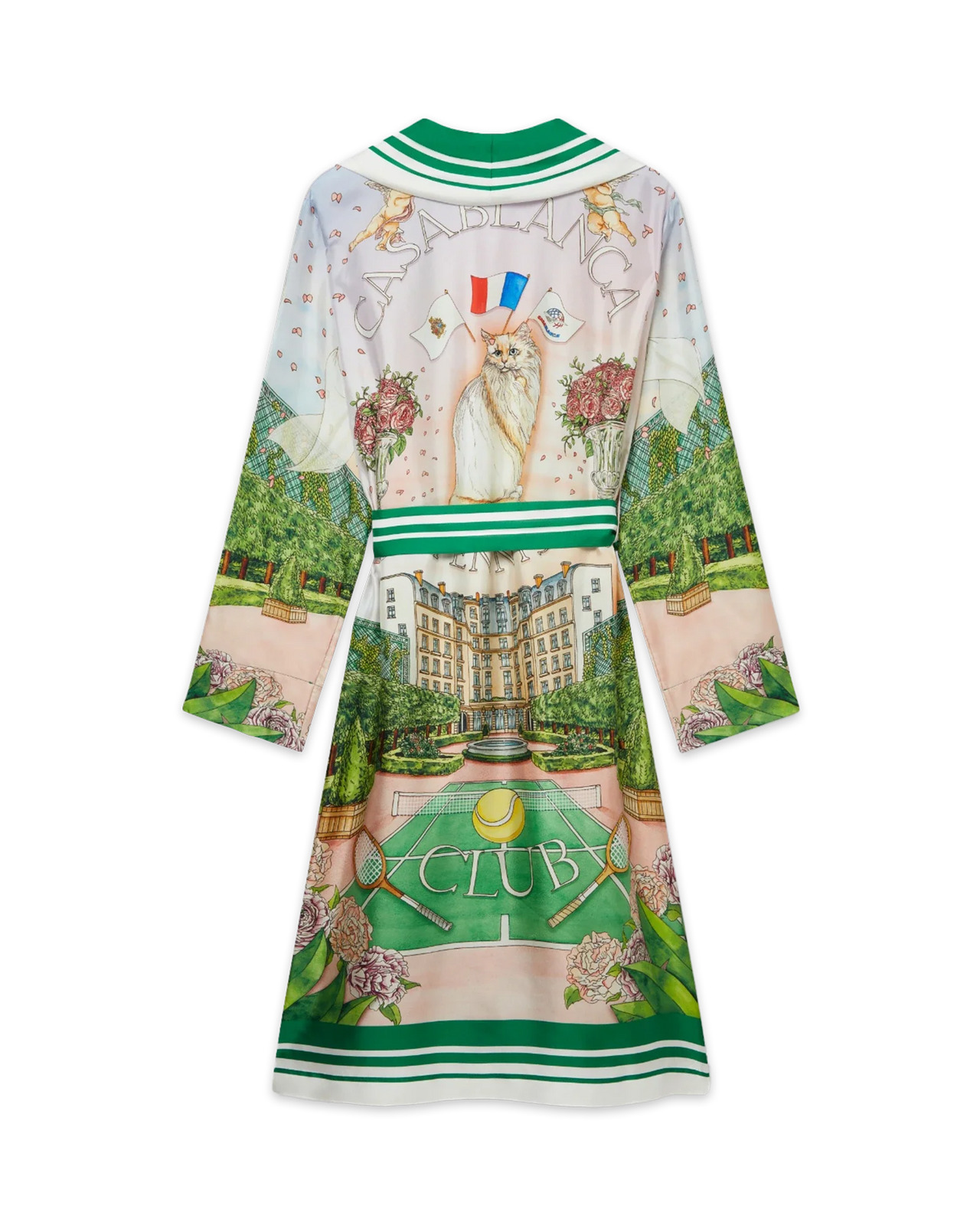 Tennis Club Prive Printed Silk Robe - 4