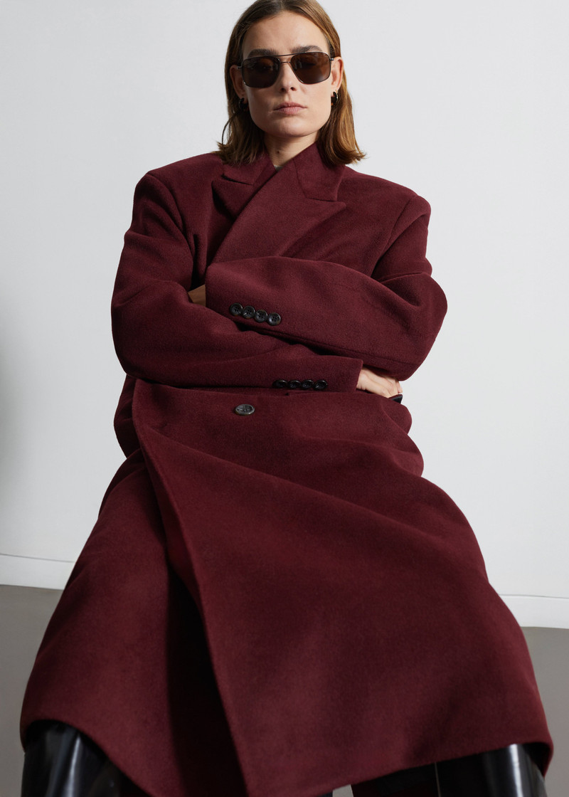Skaila Double-Breasted Coat - Burgundy 6